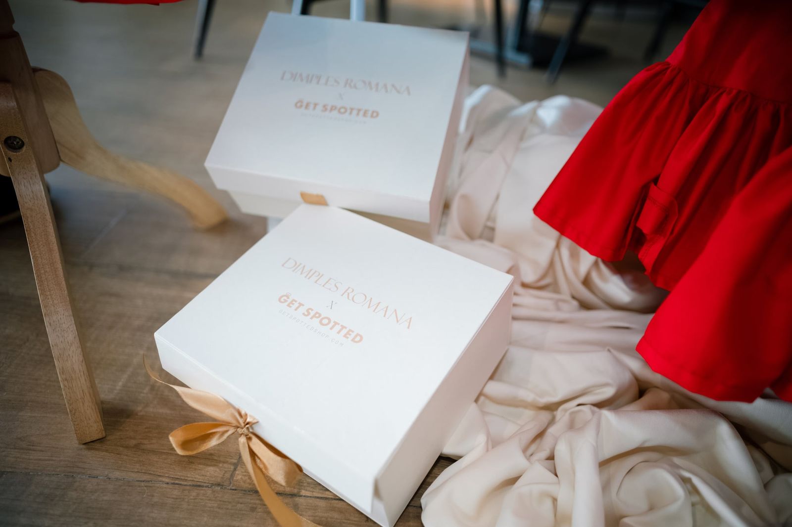 Dimples Romana x Get Spotted gift boxes ready for guests