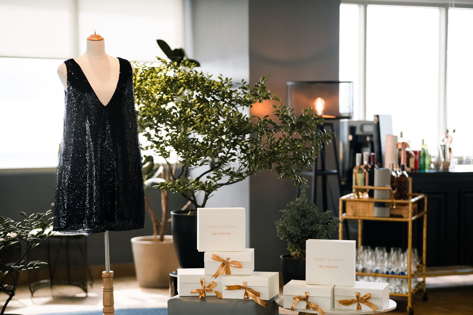 A black dress on a mannequin at the launch venue