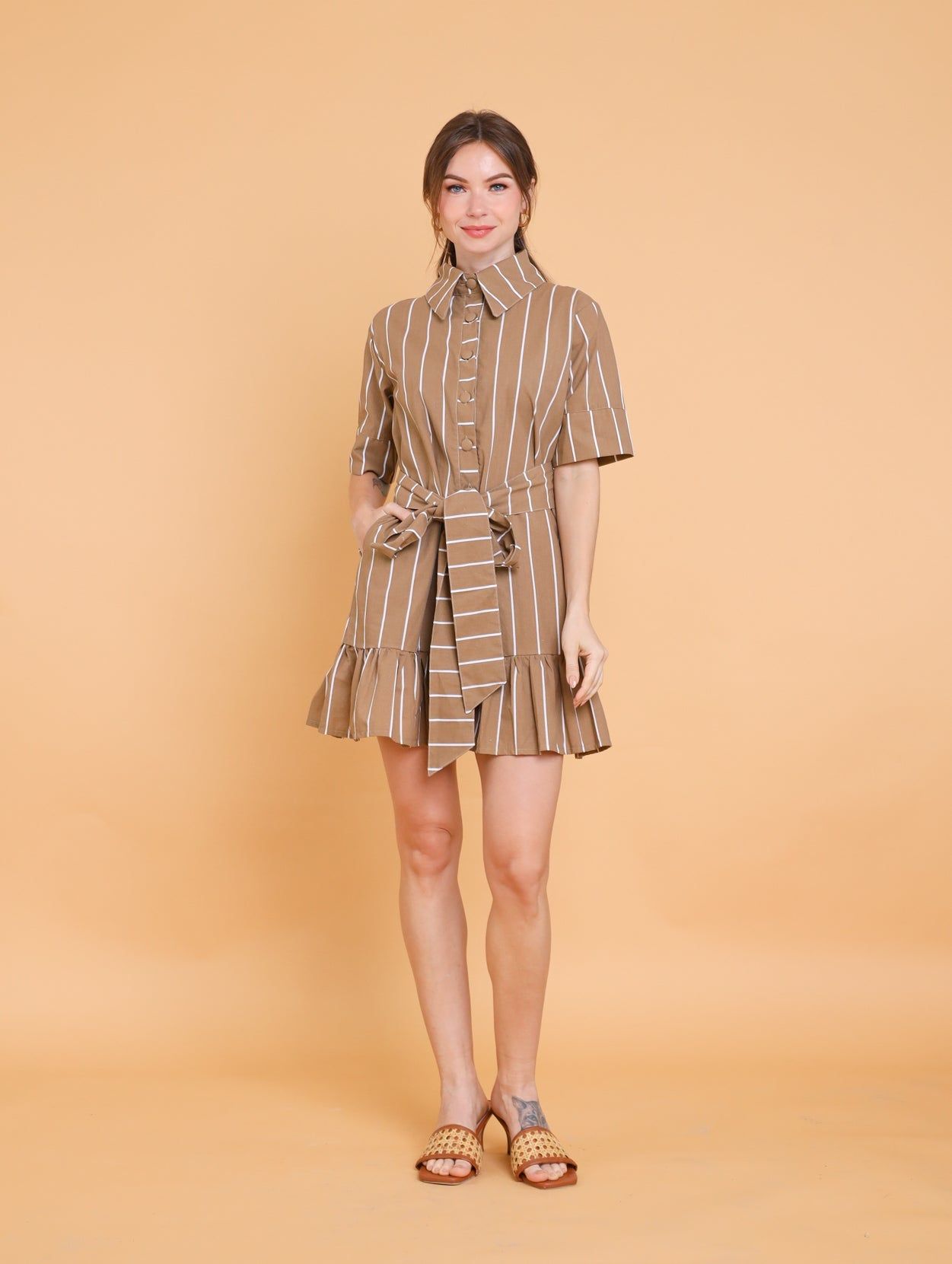GET SPOTTED SHOP STOCKS Brown Collection: Carley Mini Dress