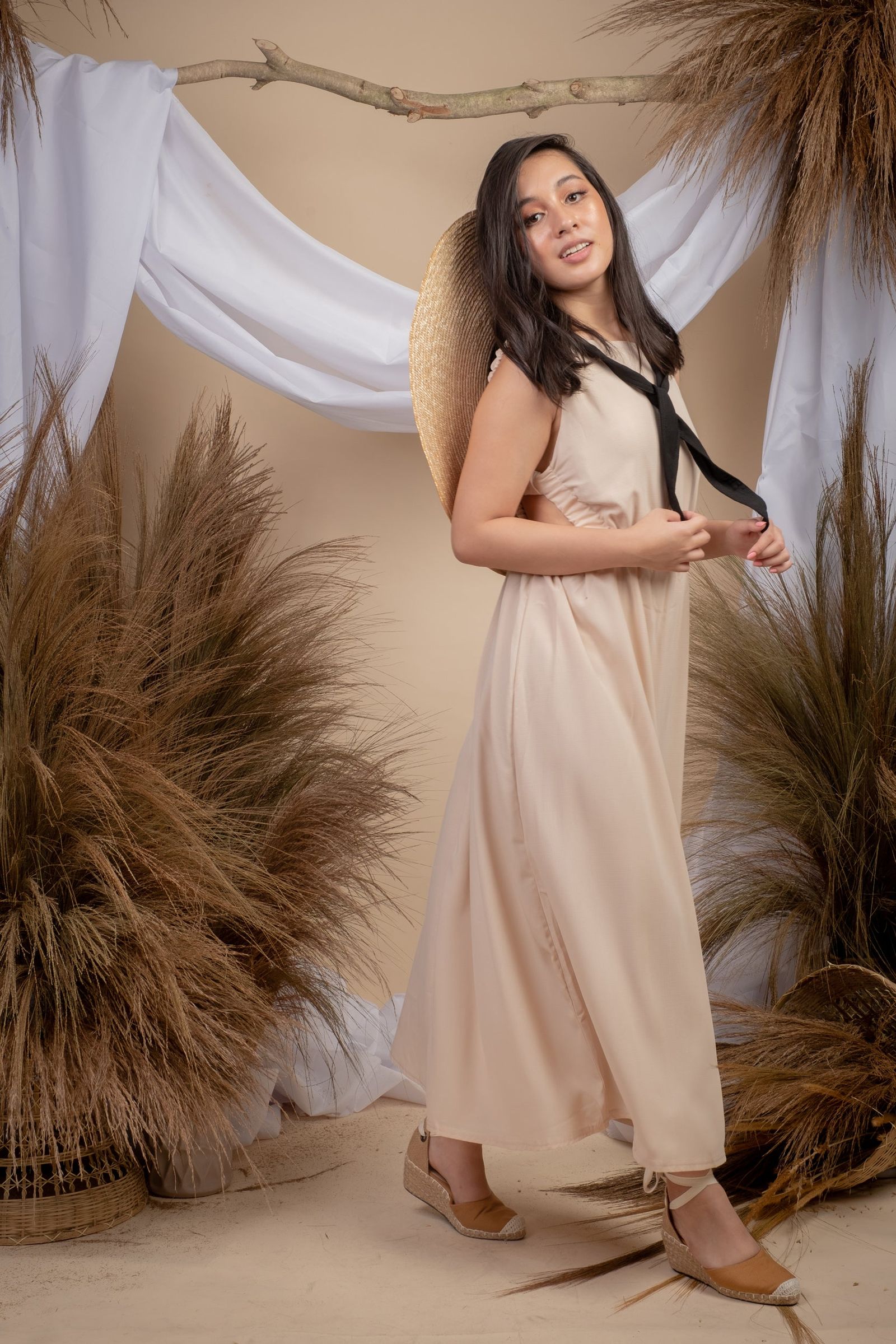 Maia Sexy Back Summer Dress in Apricot