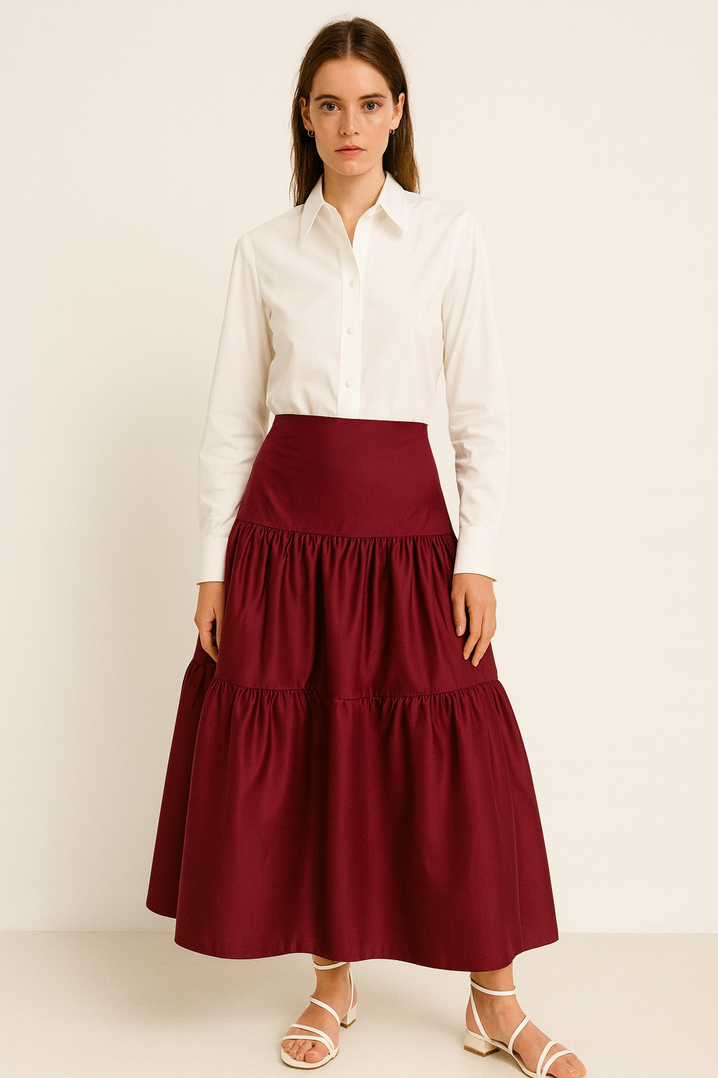 EMGEE by Get Spotted Holiday Col 2 2025: Yashna Skirt in Maroon