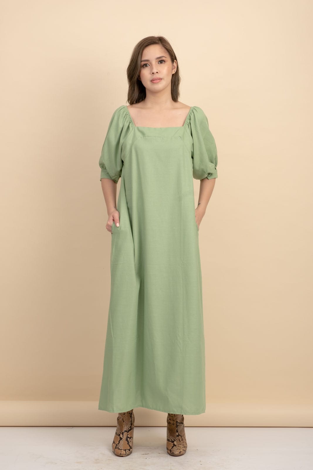 Carrie Mint Linen Maxi Dress