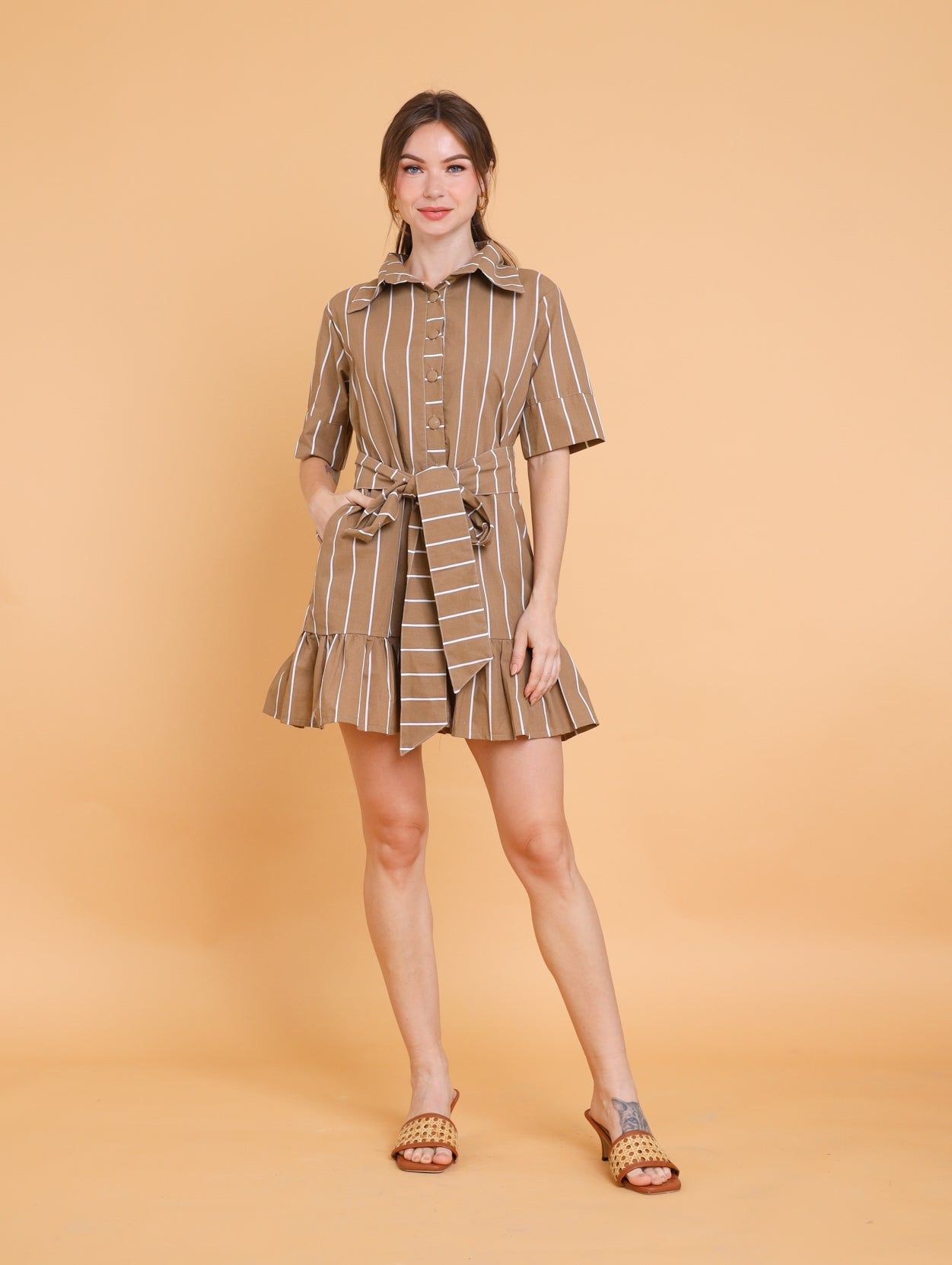 GET SPOTTED SHOP STOCKS Brown Collection: Carley Mini Dress