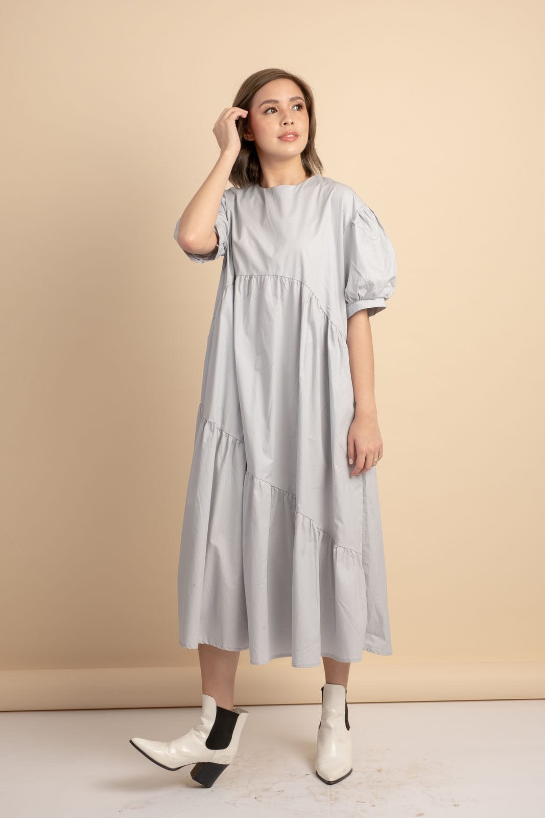 Arianne Grey Poplin Dress