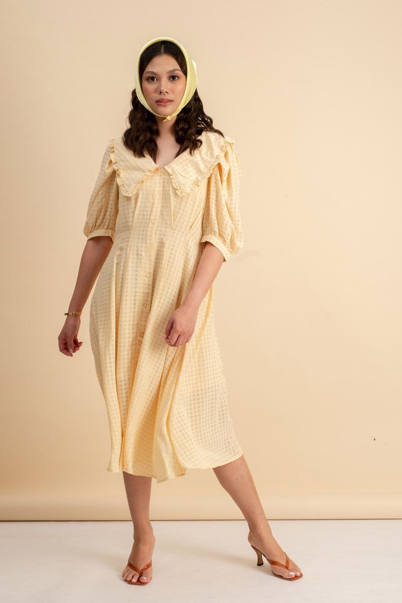 Delphine Peterpan Dress in Pale Yellow
