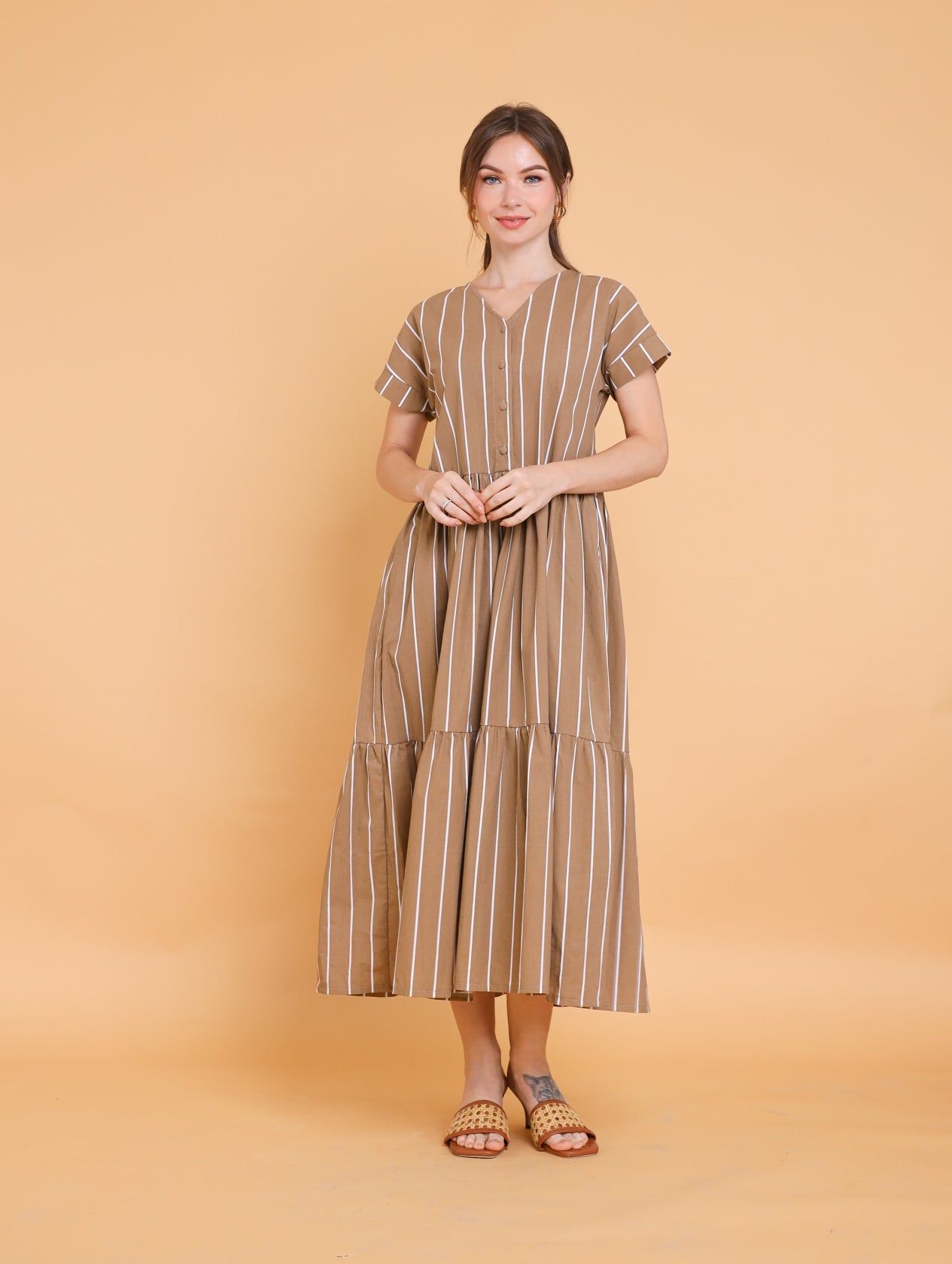 GET SPOTTED SHOP STOCKS Brown Collection: Berta Maxi Dress
