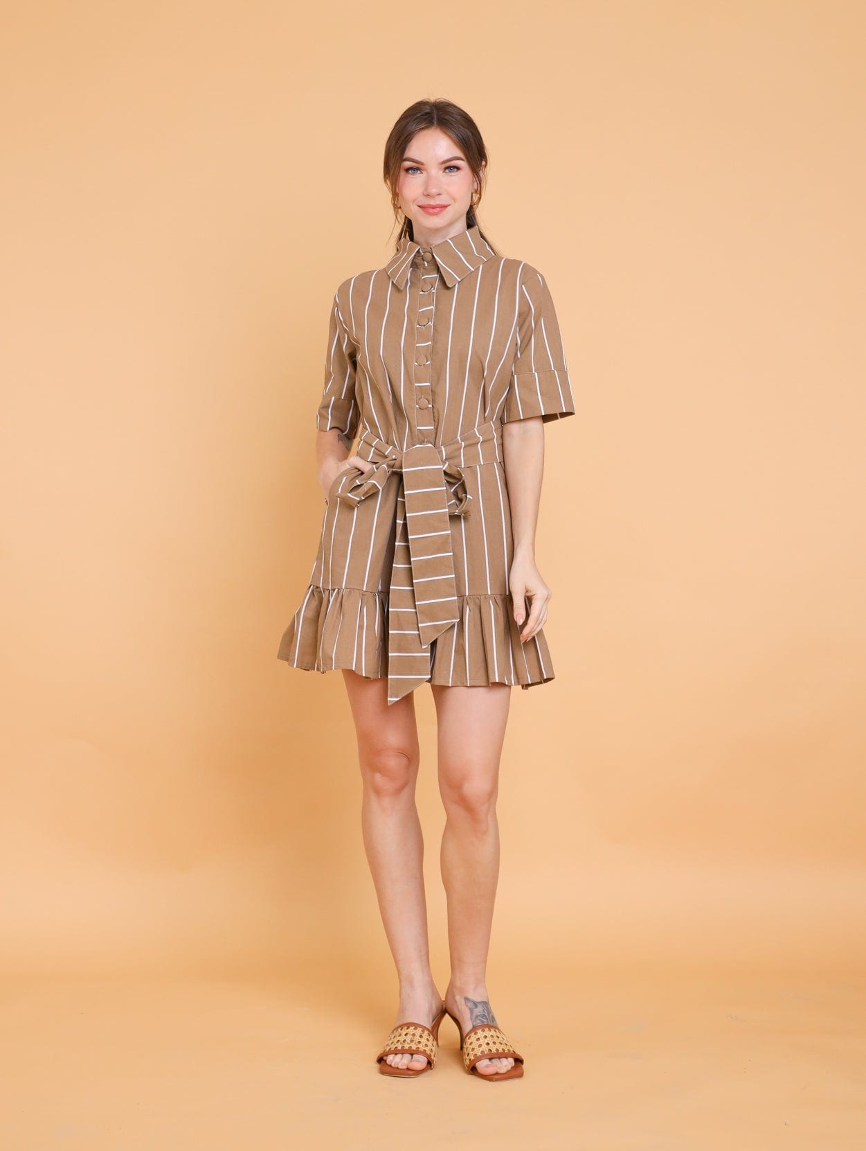 GET SPOTTED SHOP STOCKS Brown Collection: Carley Mini Dress