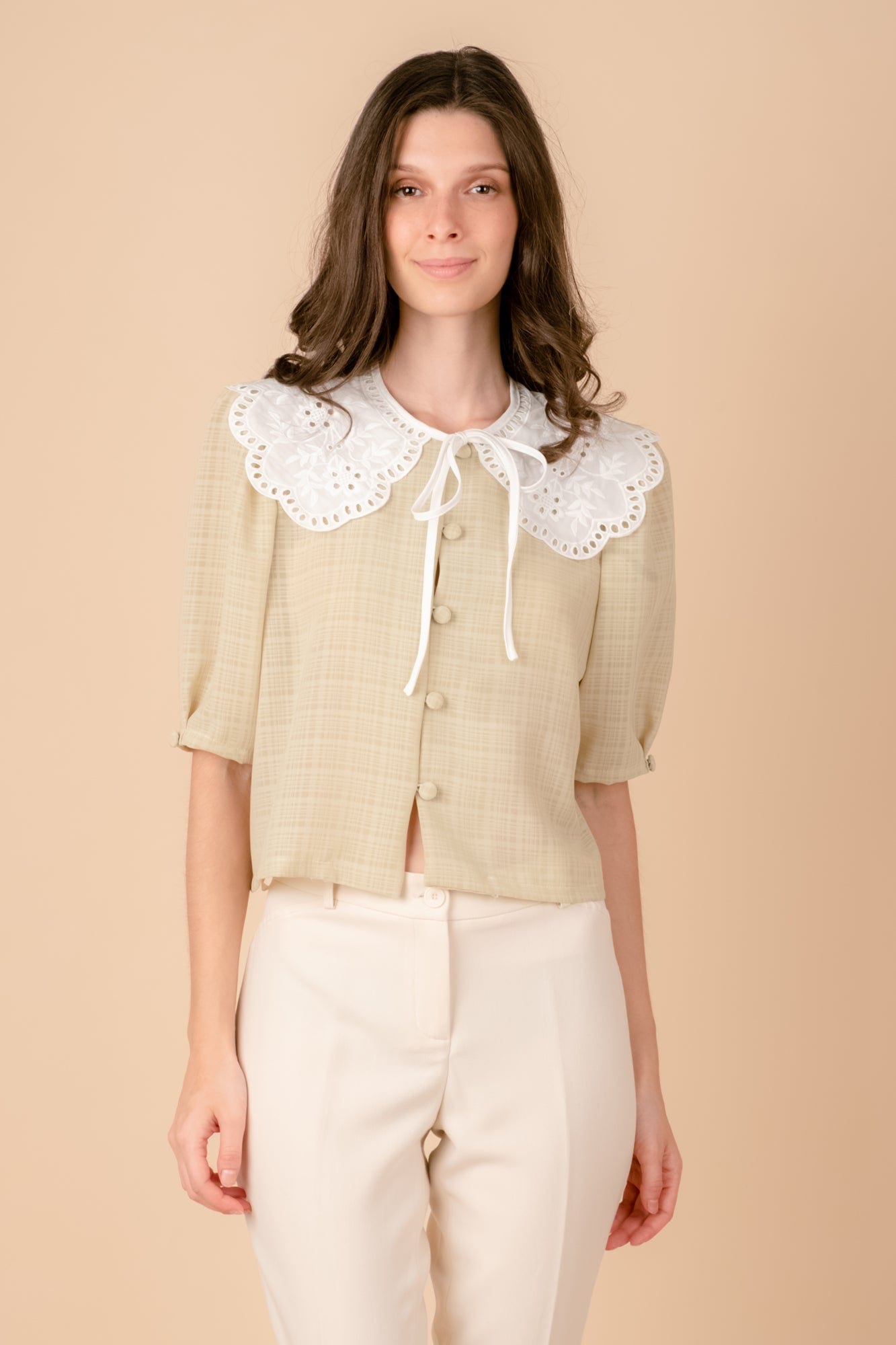 Shop Hygge x GS: Peter Pan Collar Top in Mint