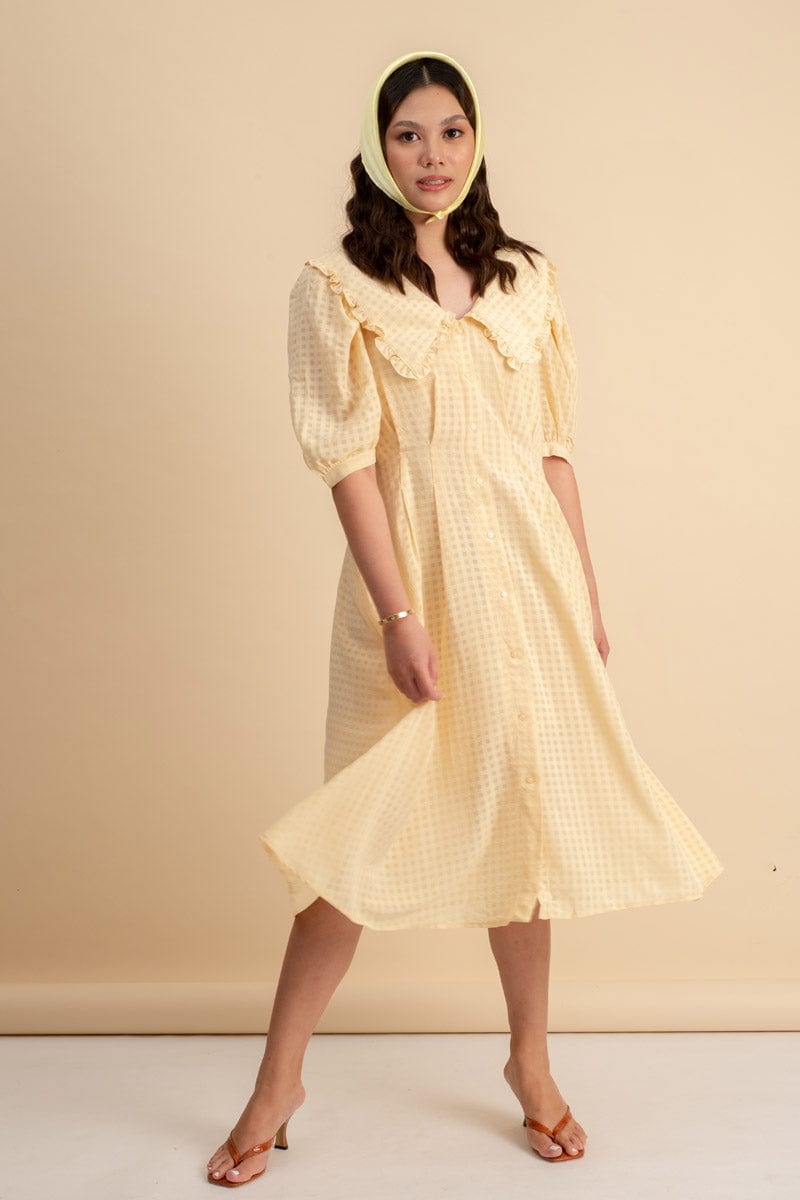 Delphine Peterpan Dress in Pale Yellow