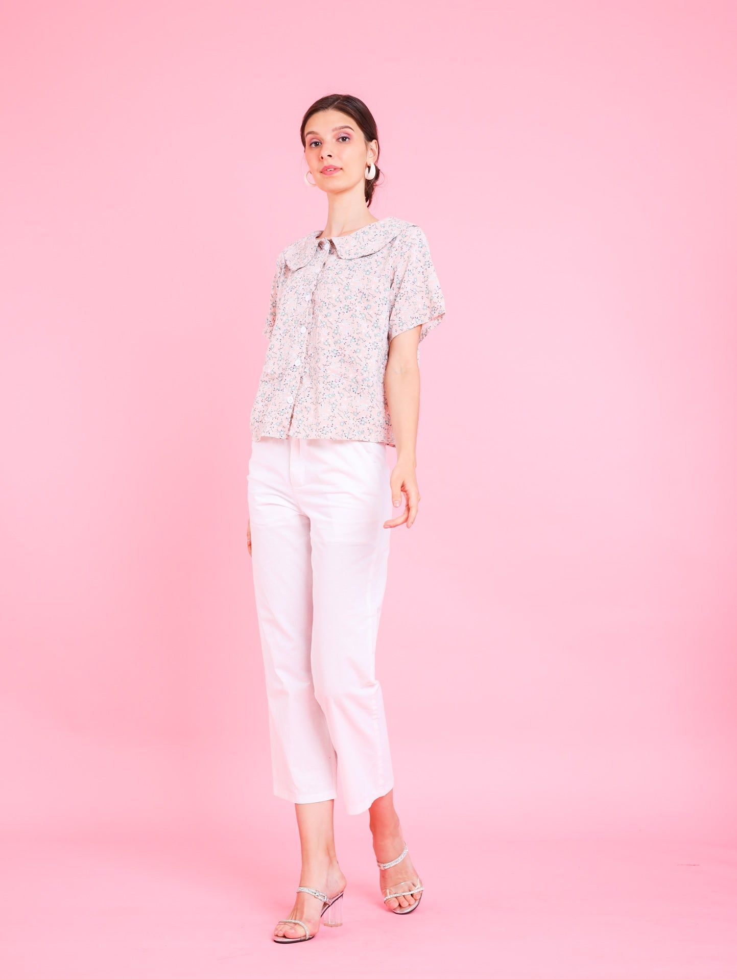 GET SPOTTED SHOP STOCKS Barbiecore: Sofia Collared Top