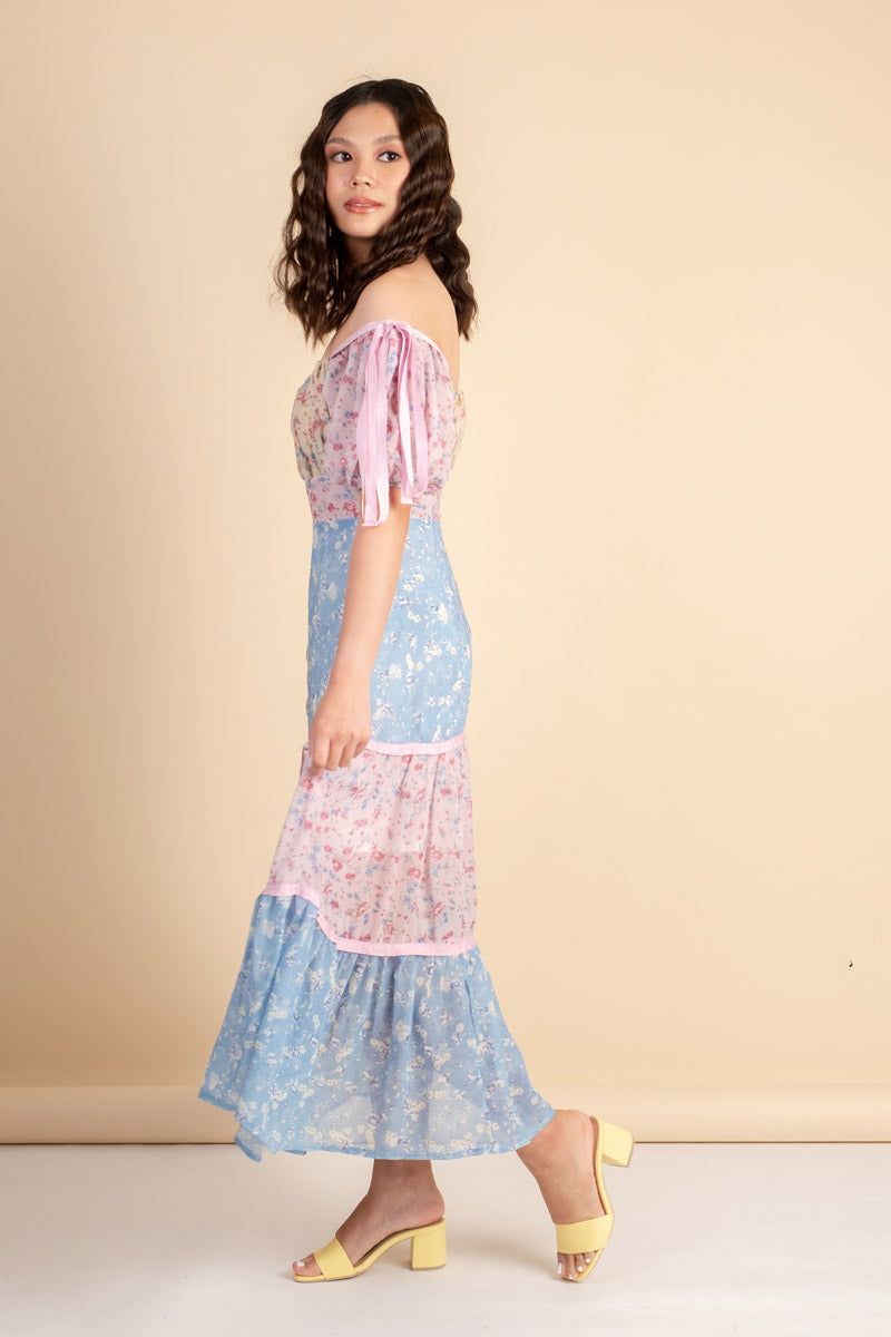 Alea Printed Floral Dress Pink/Blue