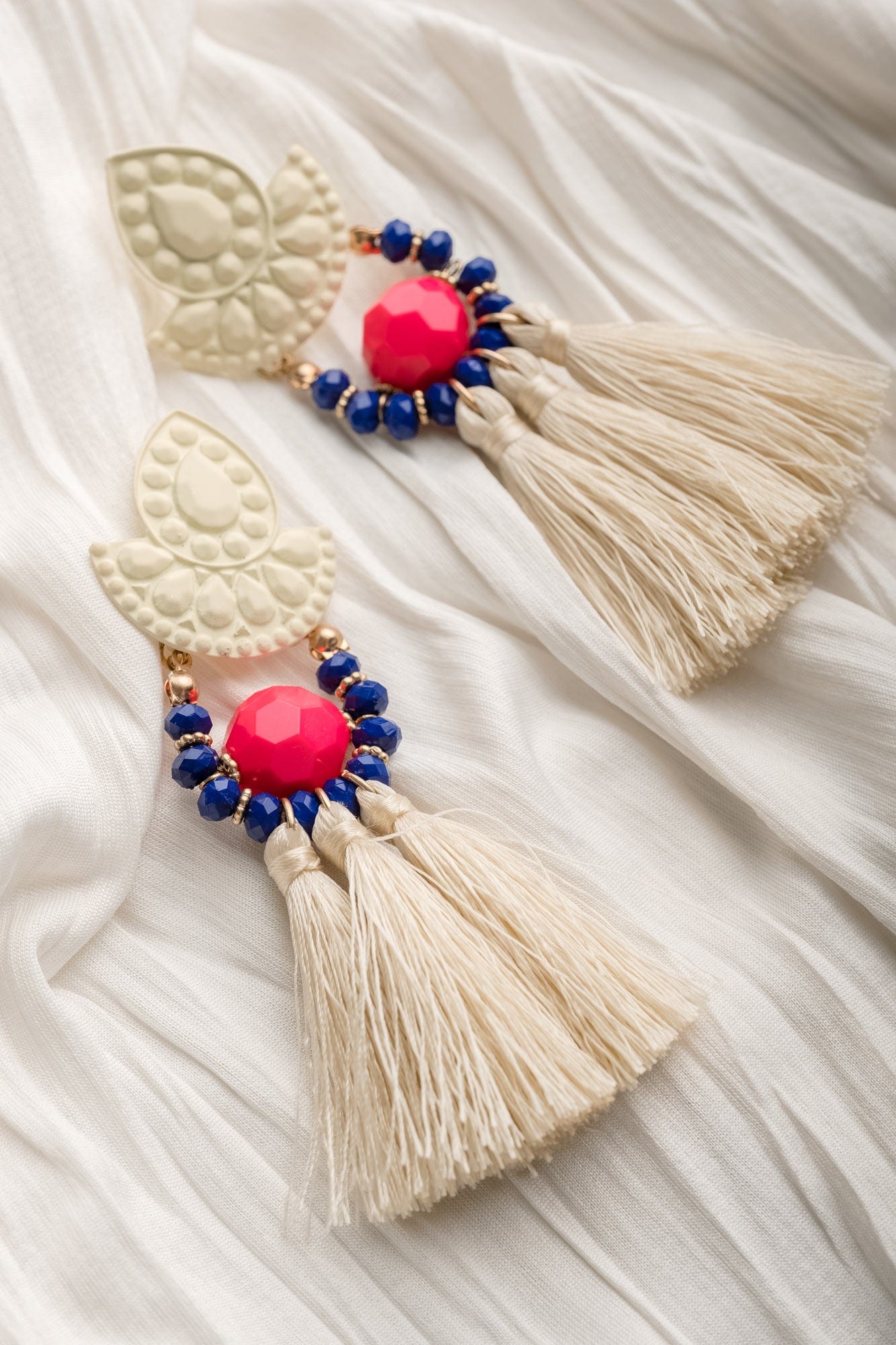 Never Too Much Tassel Earrings in White