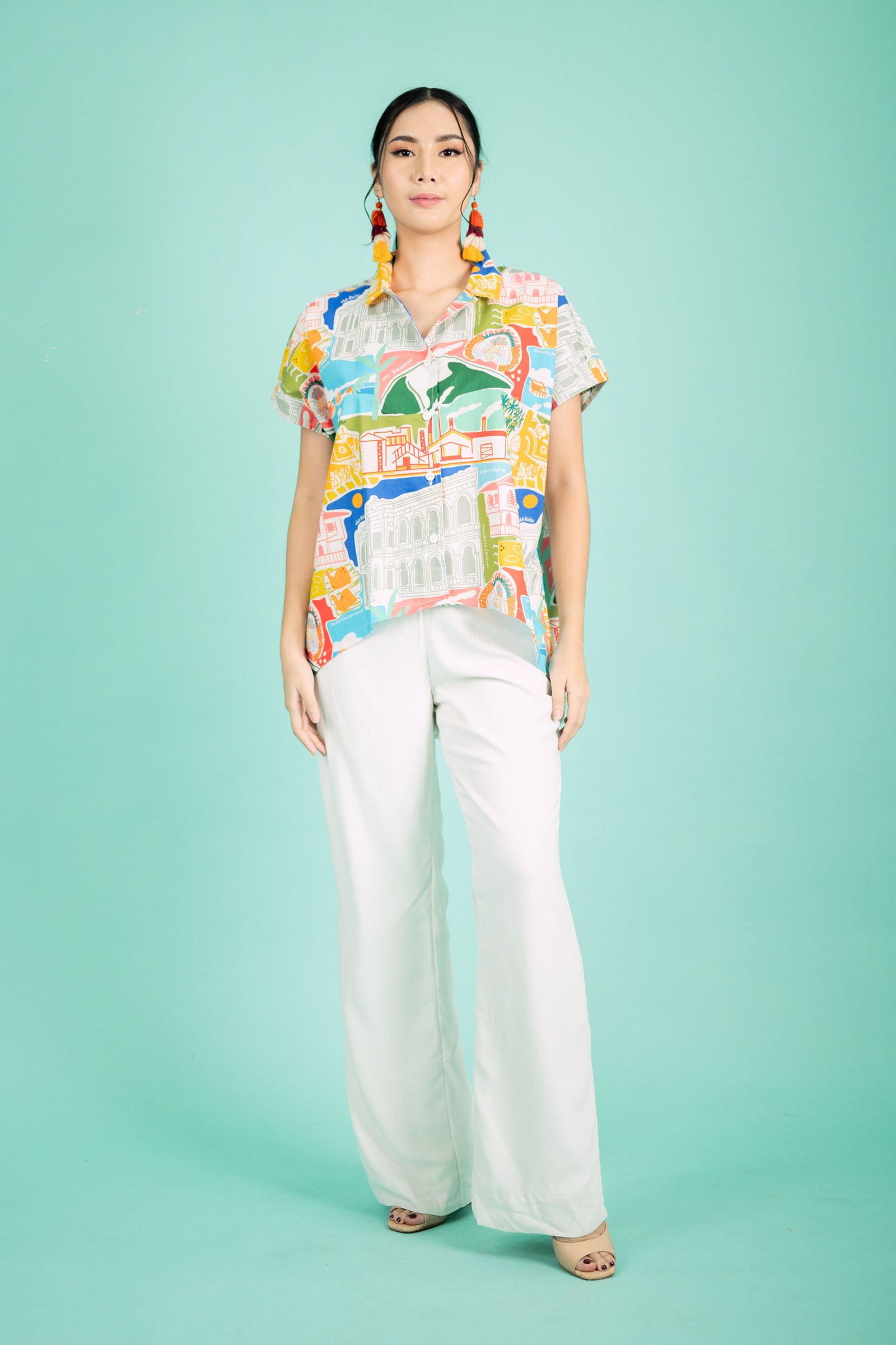 GS Limited Ed Discover Negros Artist Series: Coastal Serenity Oversized Top