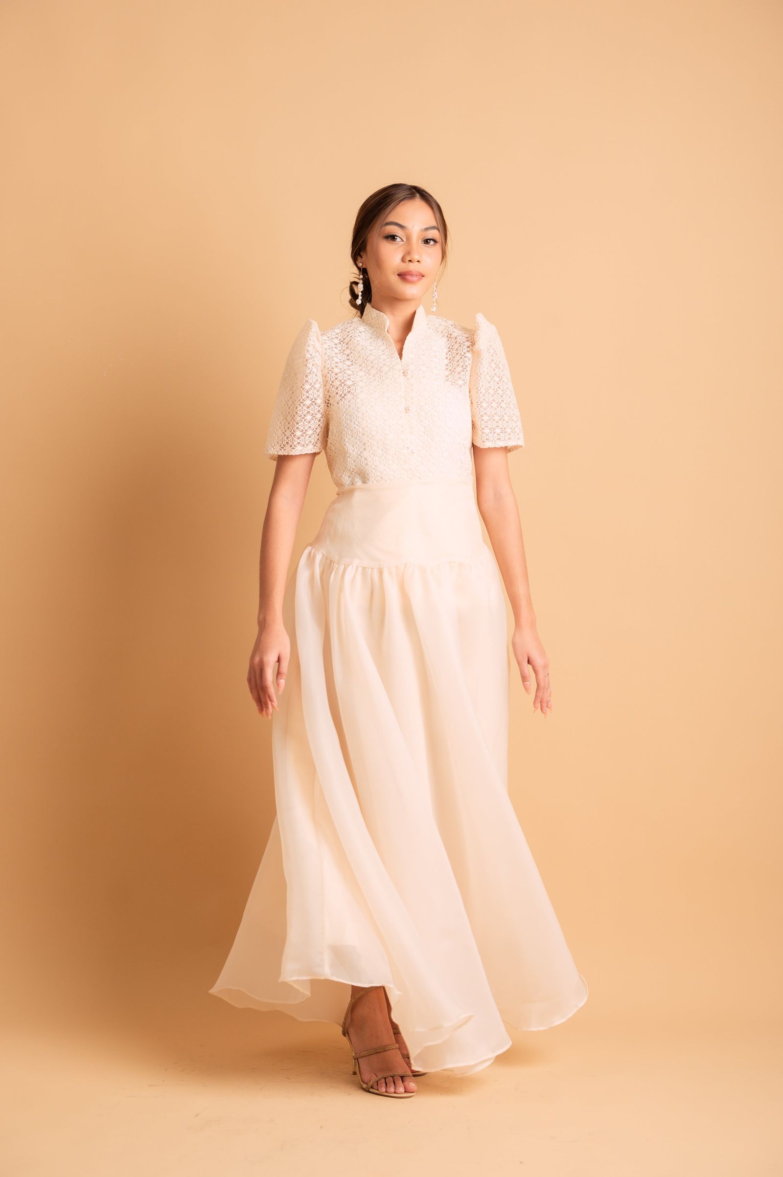 Modern Filipiniana: Nieves Top in White