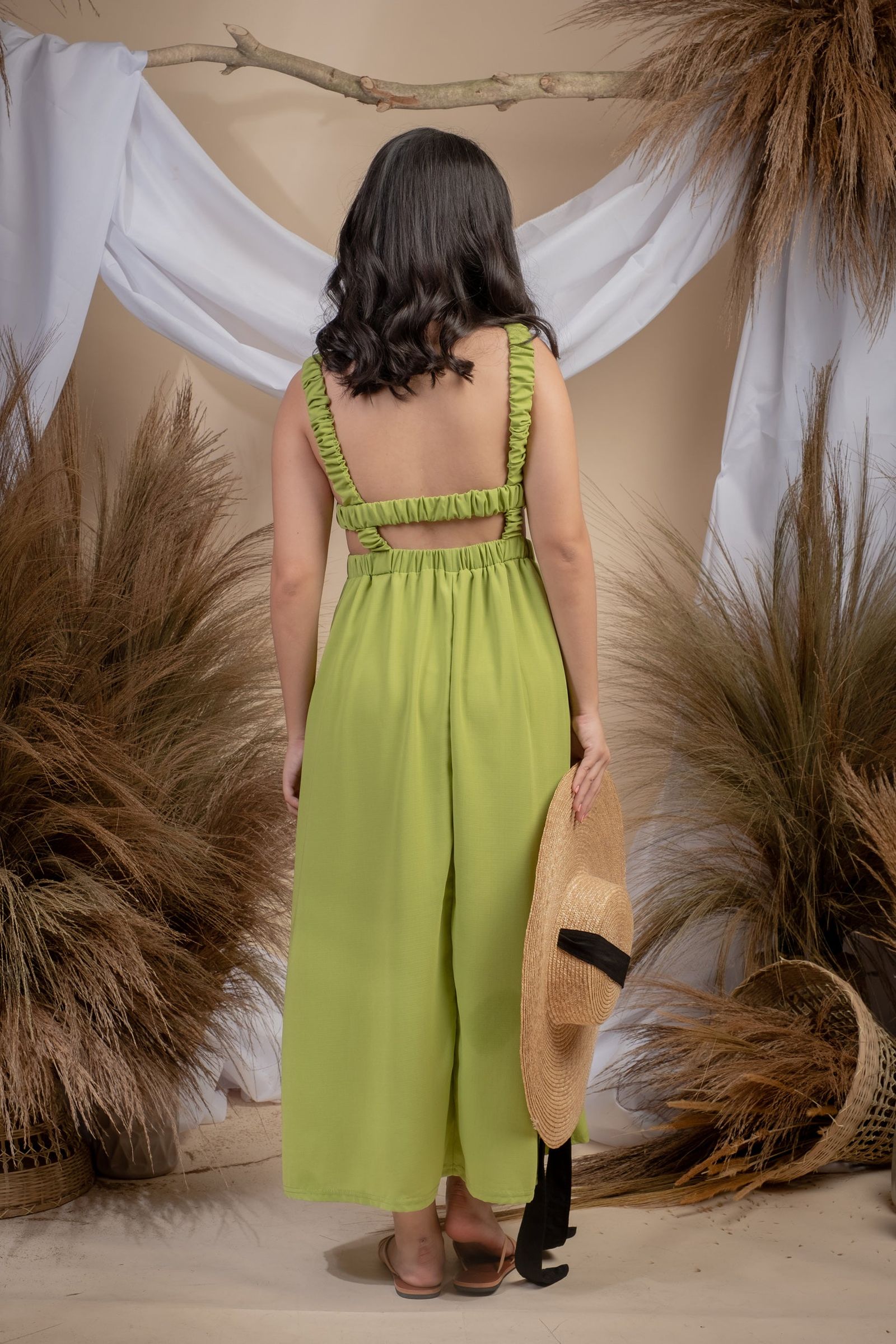 Maia Sexy Back Summer Dress in Green
