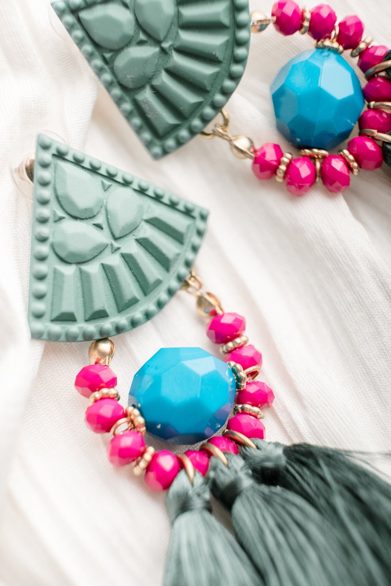 Never Too Much Tassel Earrings in Green