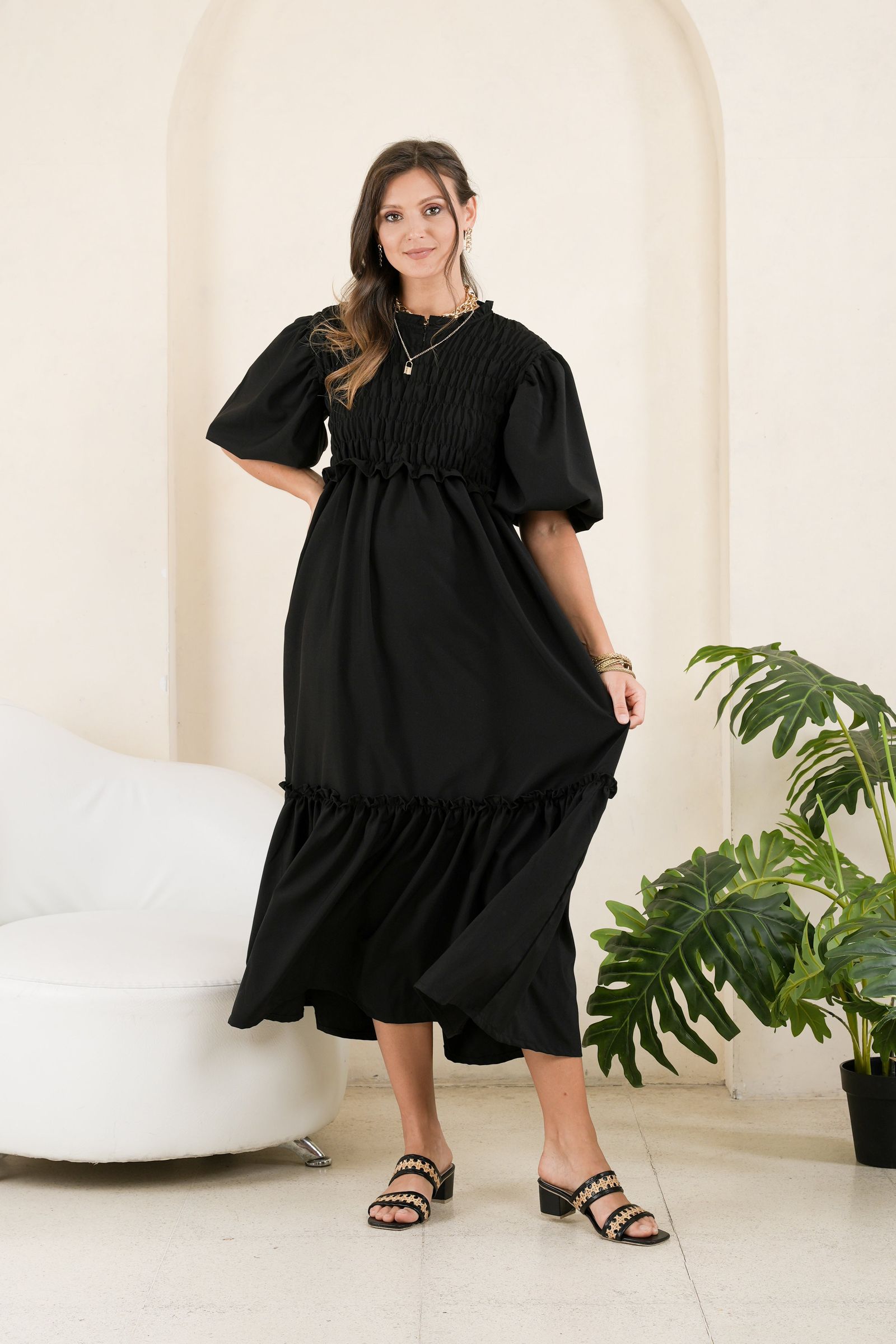GET SPOTTED SHOP STOCKS GS Black: Herna Smocked Dress