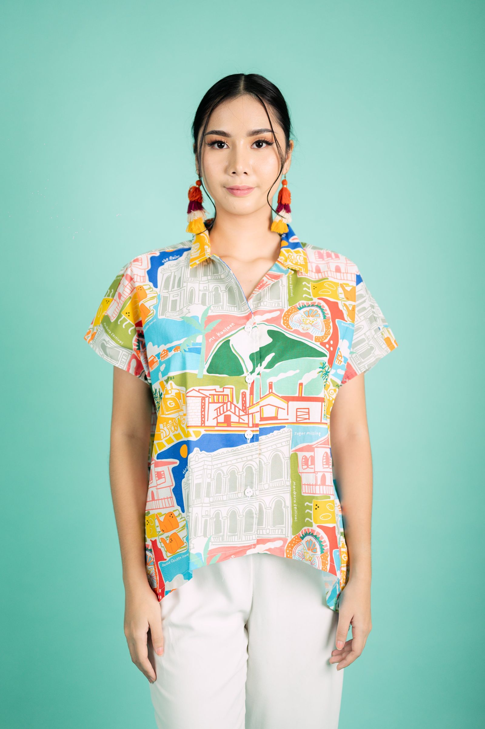 GS Limited Ed Discover Negros Artist Series: Coastal Serenity Oversized Top