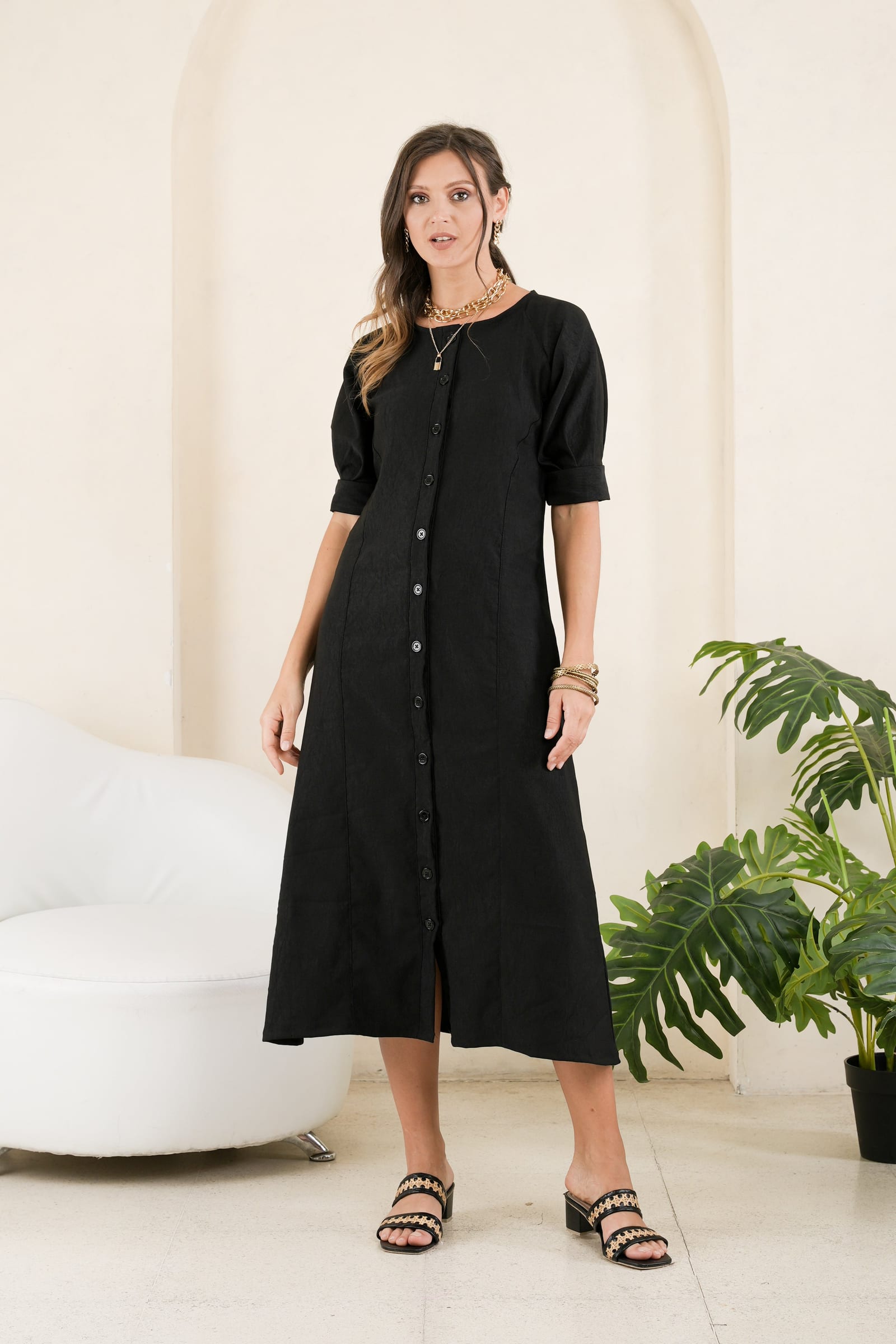 GET SPOTTED SHOP STOCKS GS Black: Miren Buttoned Dress