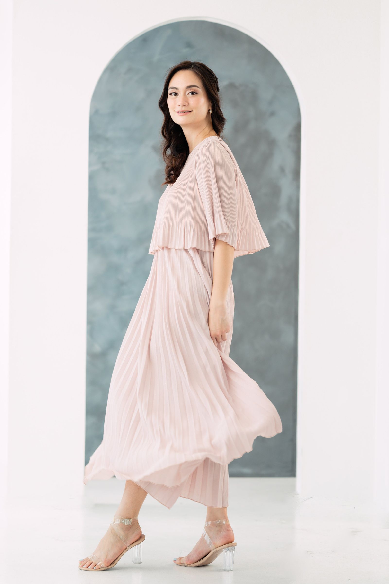 GS Party: Dianelle Flared Sleeve Pleated Dress