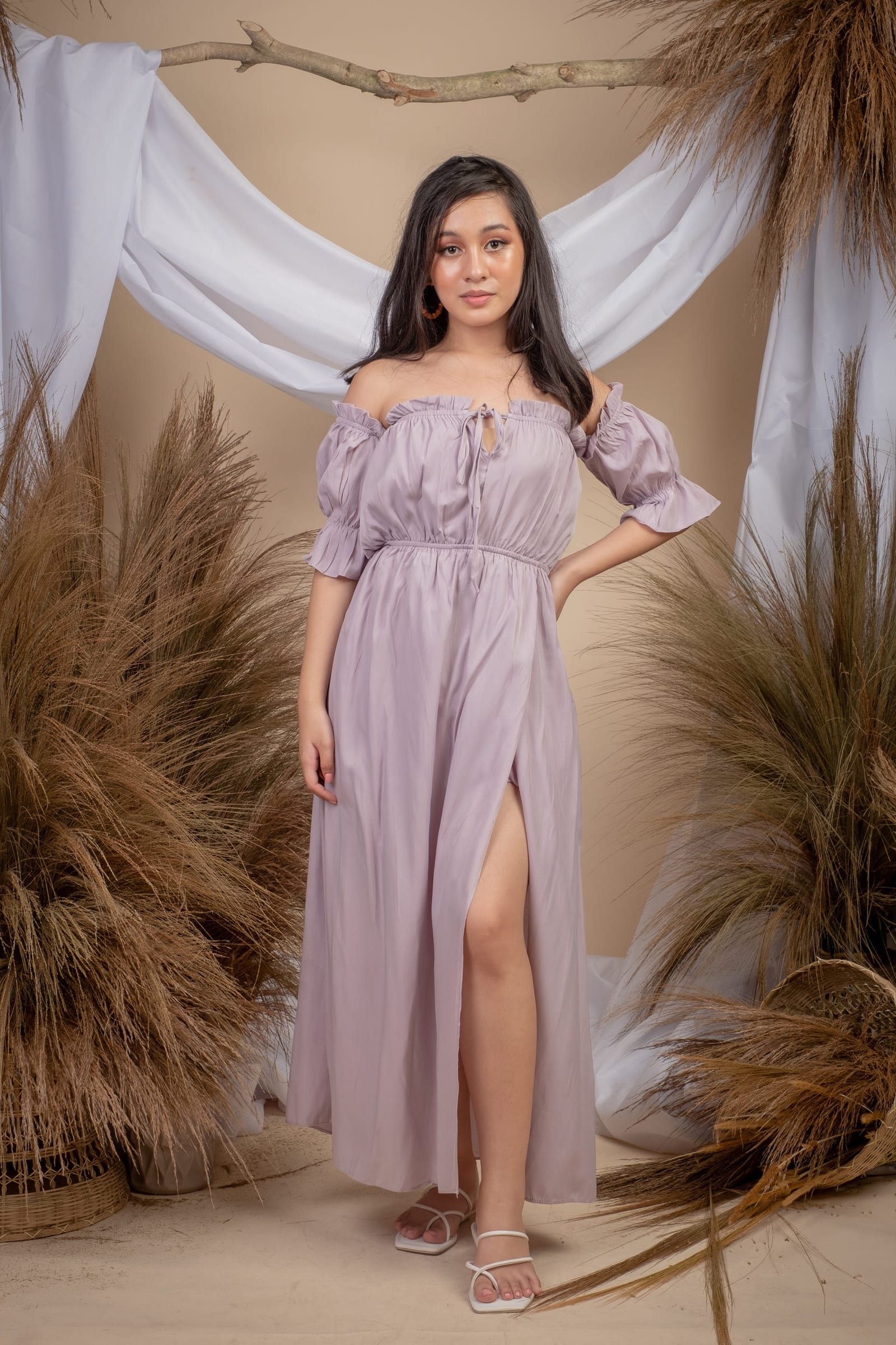 Maya Lilac Offshoulder Dress