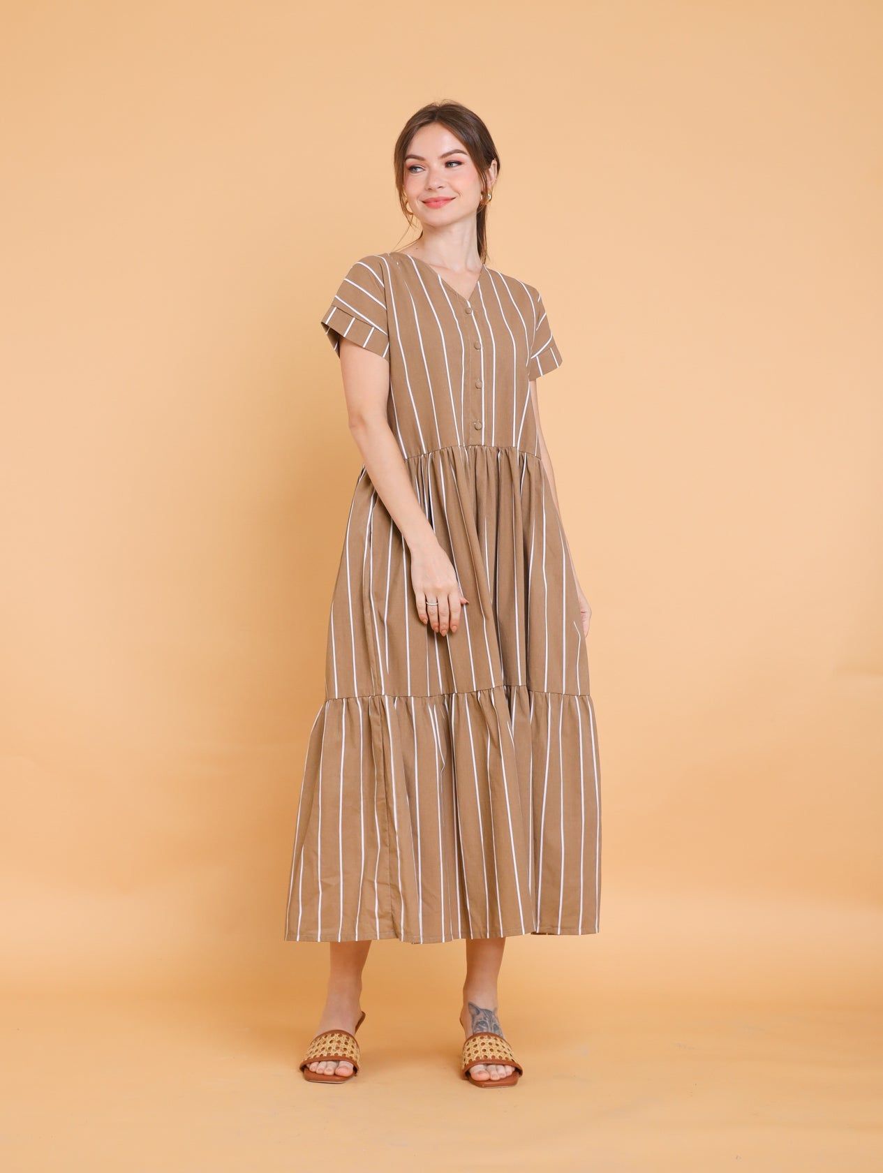 GET SPOTTED SHOP STOCKS Brown Collection: Berta Maxi Dress