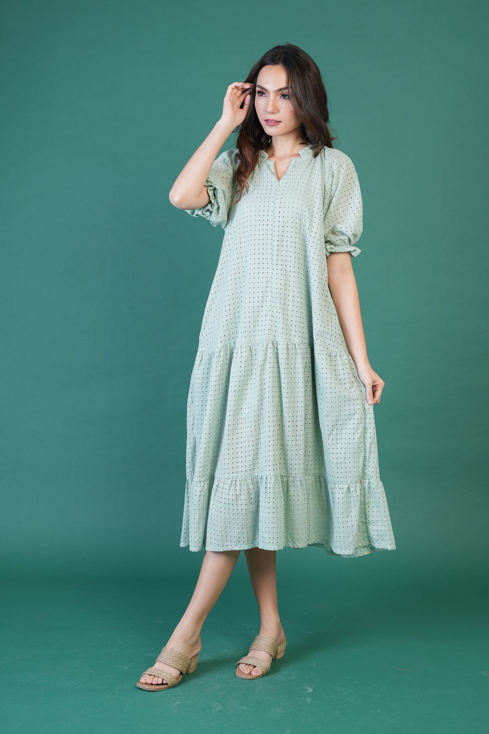 GET SPOTTED SHOP STOCKS Jenny Hues of Summer: Audrey Premium Eyelet Dress