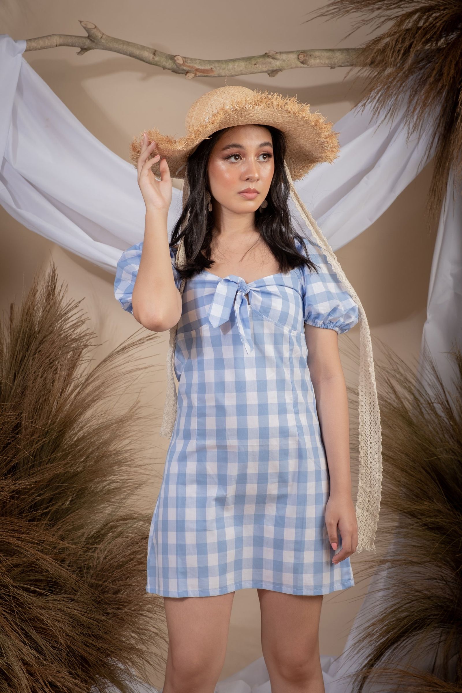 Mira Plaid Blue Mini Dress