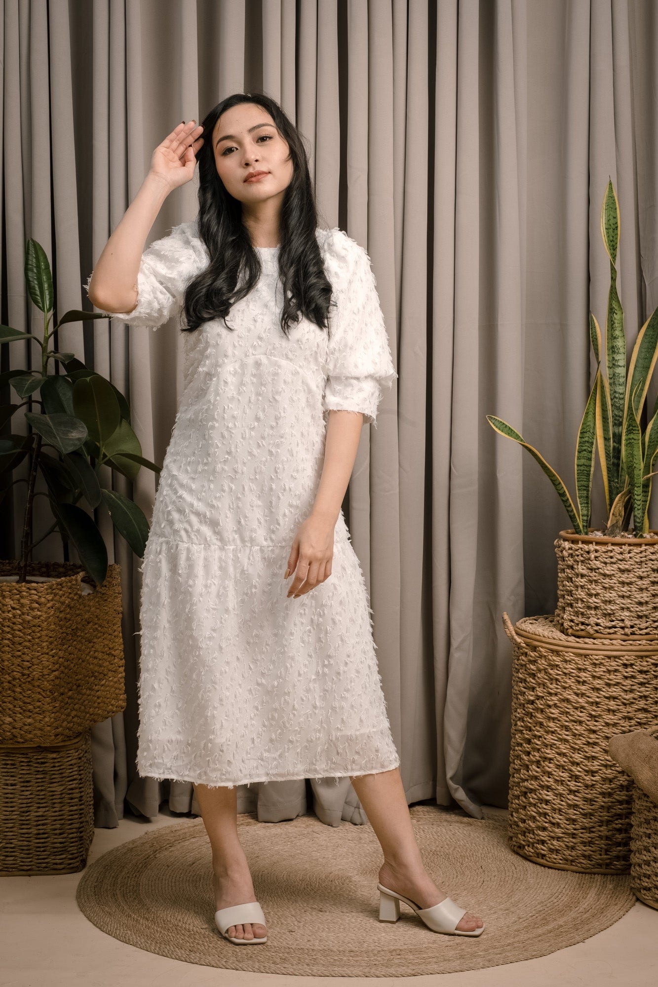 Mia White Dress with Trimmings