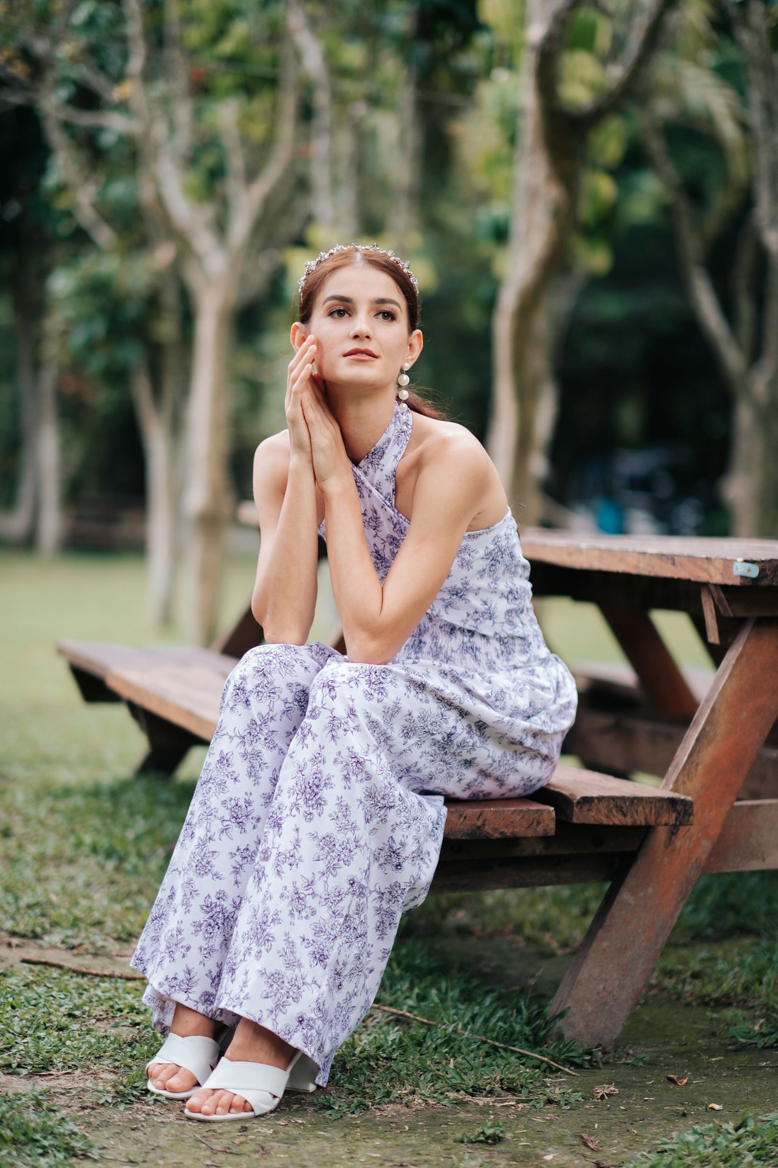 GET SPOTTED SHOP STOCKS Jenny Blue Porcelain: Dana Halter Loose Floral Jumpsuit