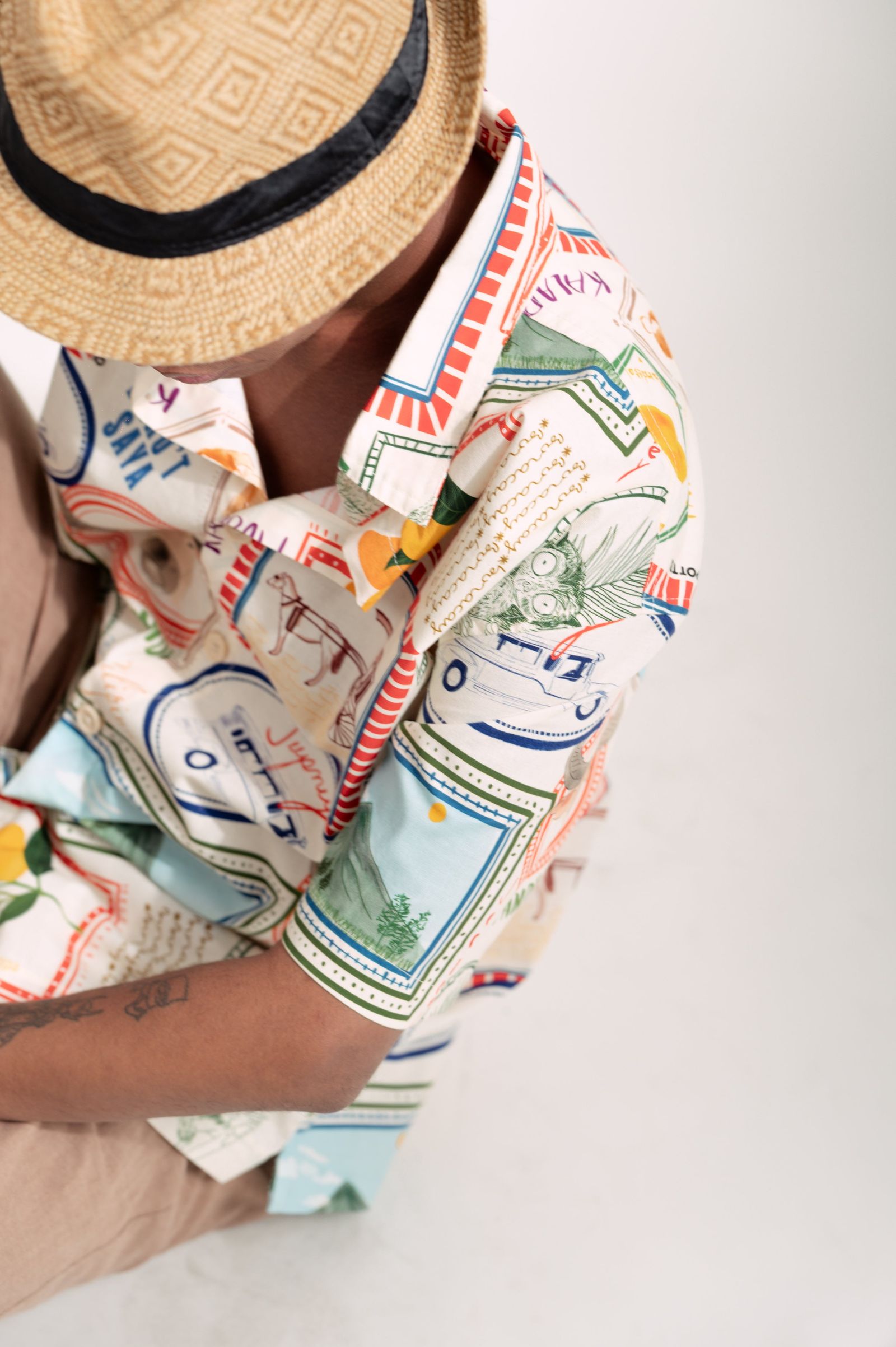 MNL EMGEE by Get Spotted : Beni Buttondown in Pamana Postmark Fabric for KIDS