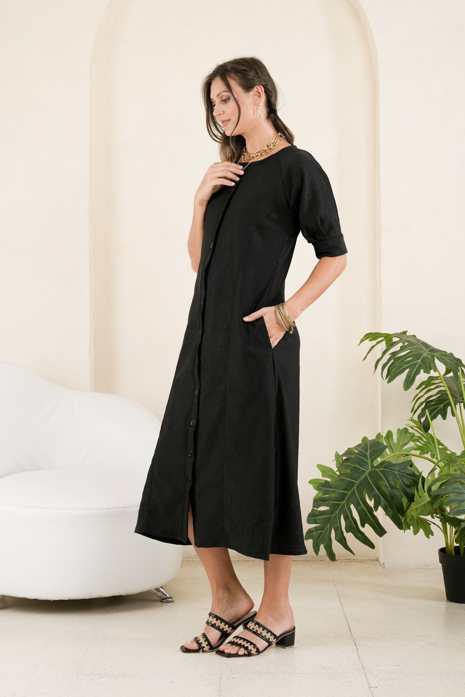GET SPOTTED SHOP STOCKS GS Black: Miren Buttoned Dress