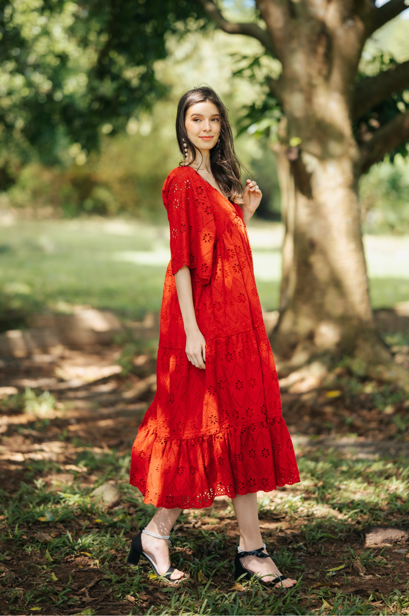 GET SPOTTED SHOP STOCKS Jenny Red: Odette Maxi Tiered Dress