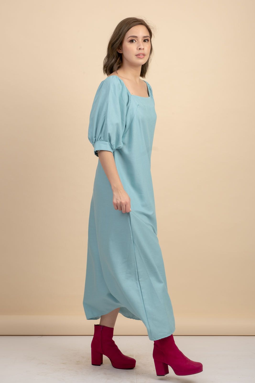 Carrie Blue Linen Maxi Dress