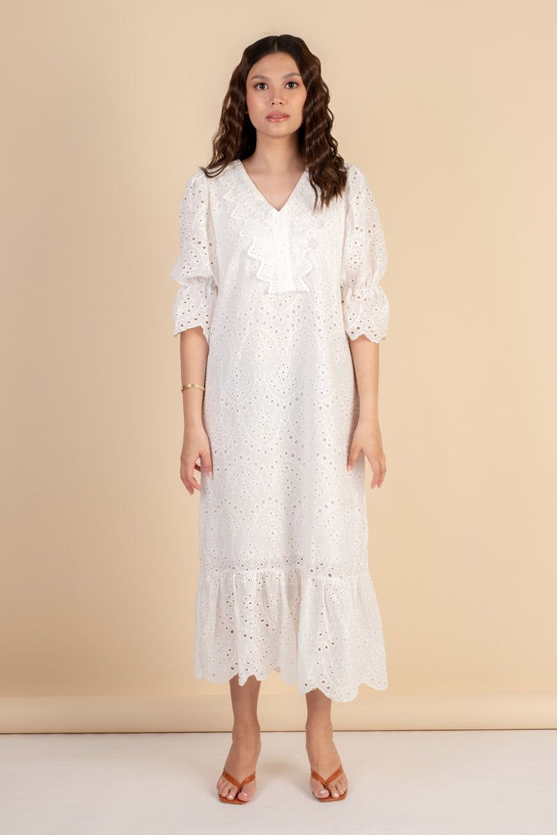 Alexa White Midi Dress