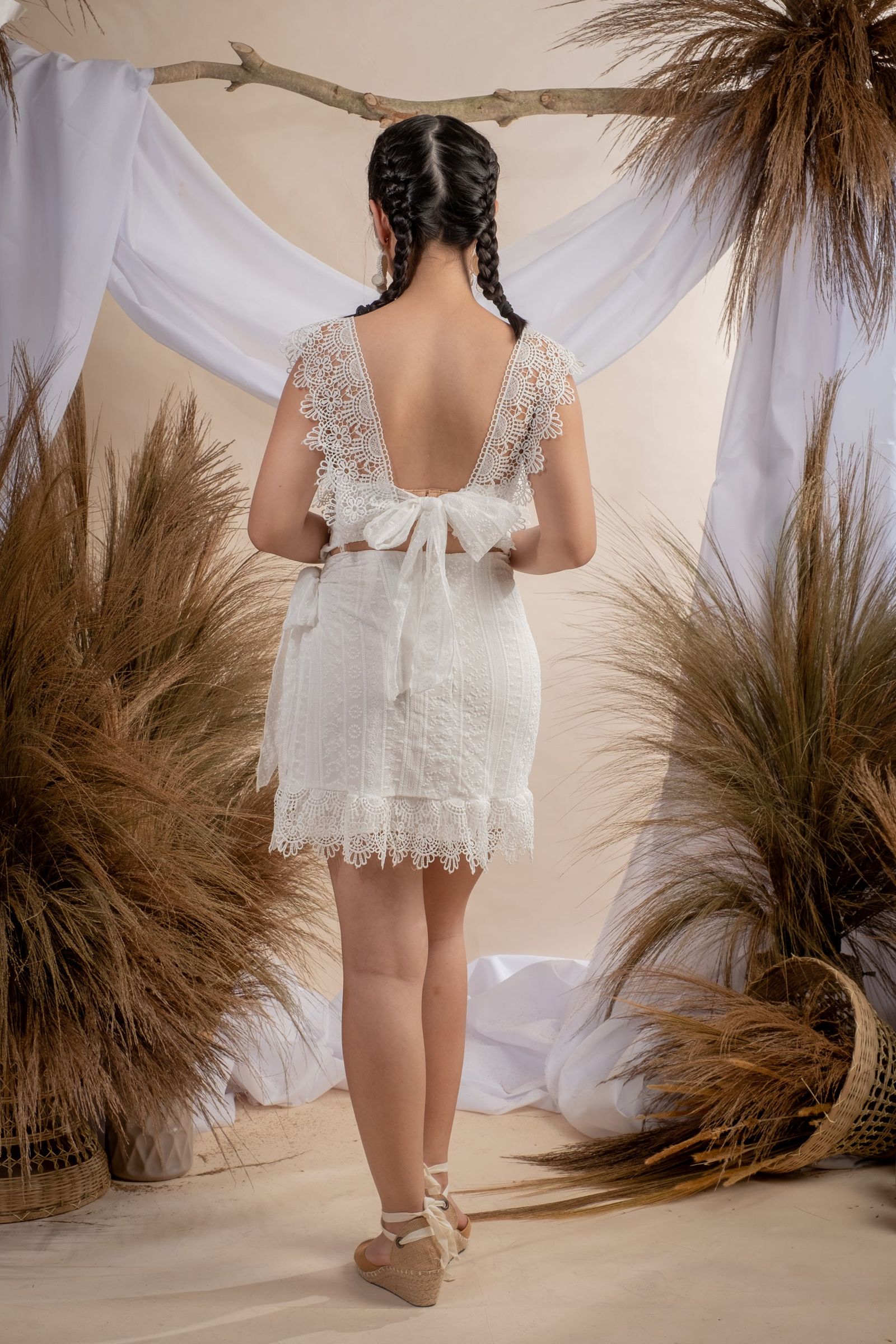 Musa Sexy Back Dress with Lace Trimmings