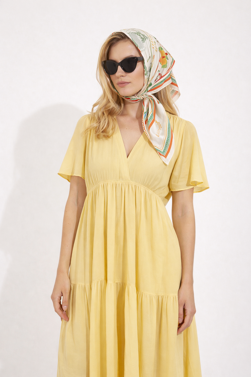 MNL EMGEE by Get Spotted: Silk Scarf in Pamana Postmark Fabric
