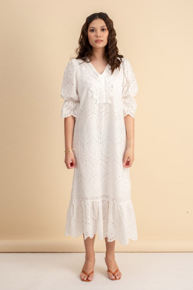 Alexa White Midi Dress