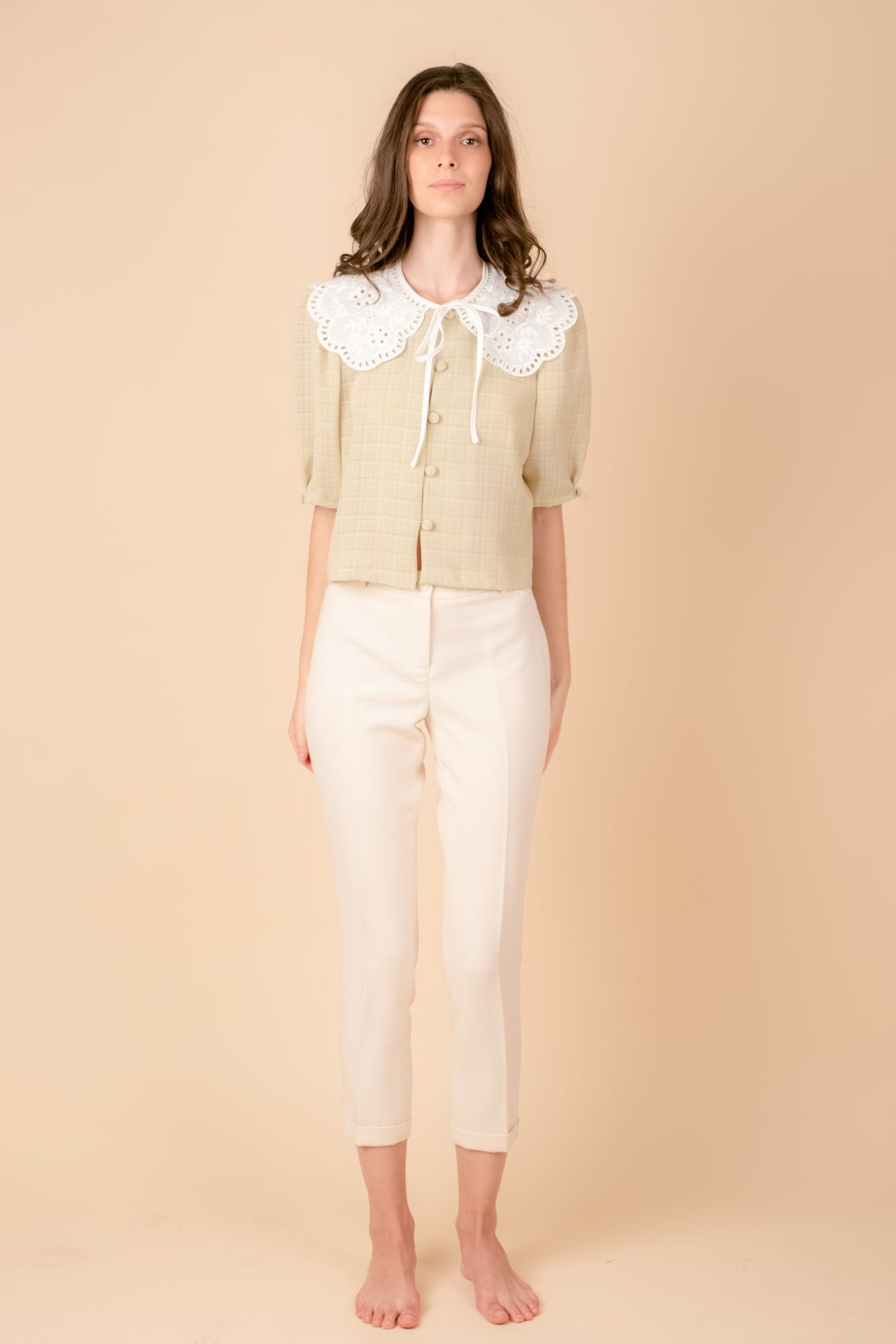 Shop Hygge x GS: Peter Pan Collar Top in Mint