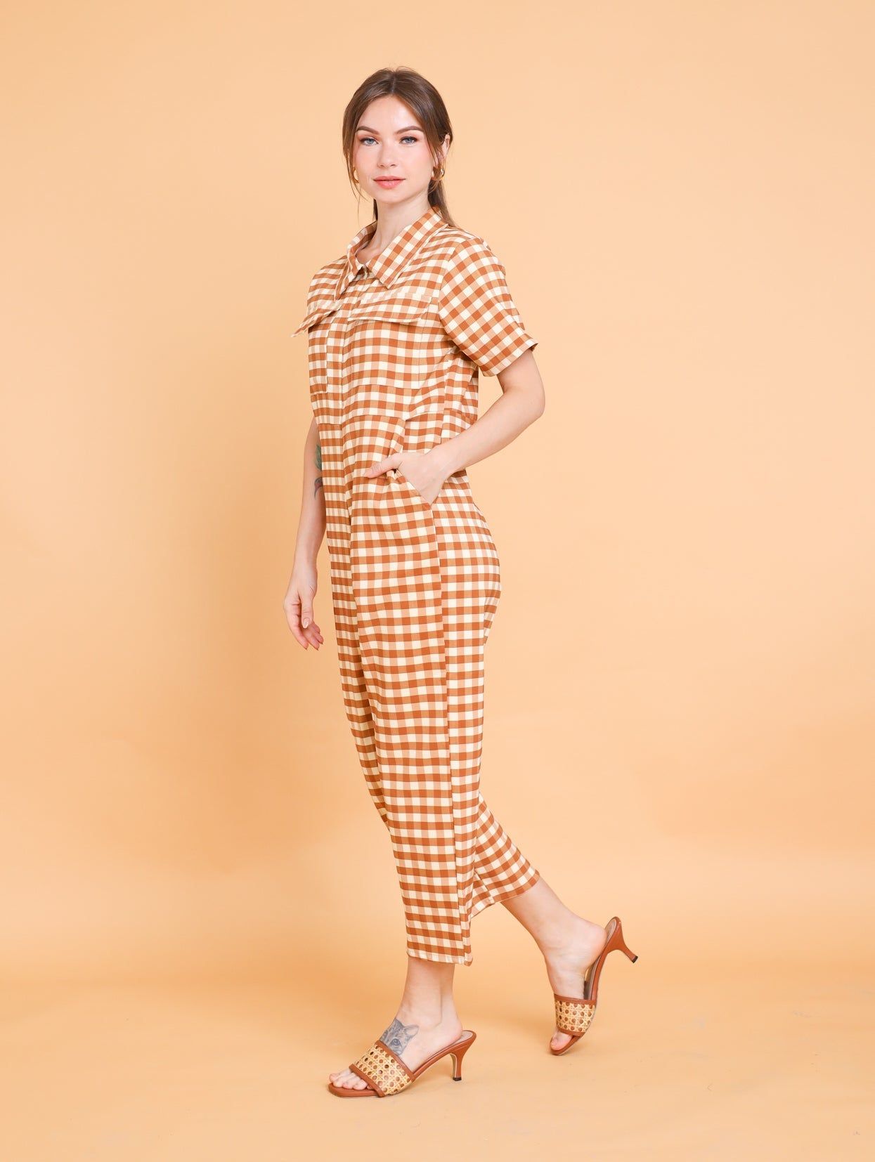 GET SPOTTED SHOP STOCKS Brown Collection: Idara Jumpsuit (LIMITED)