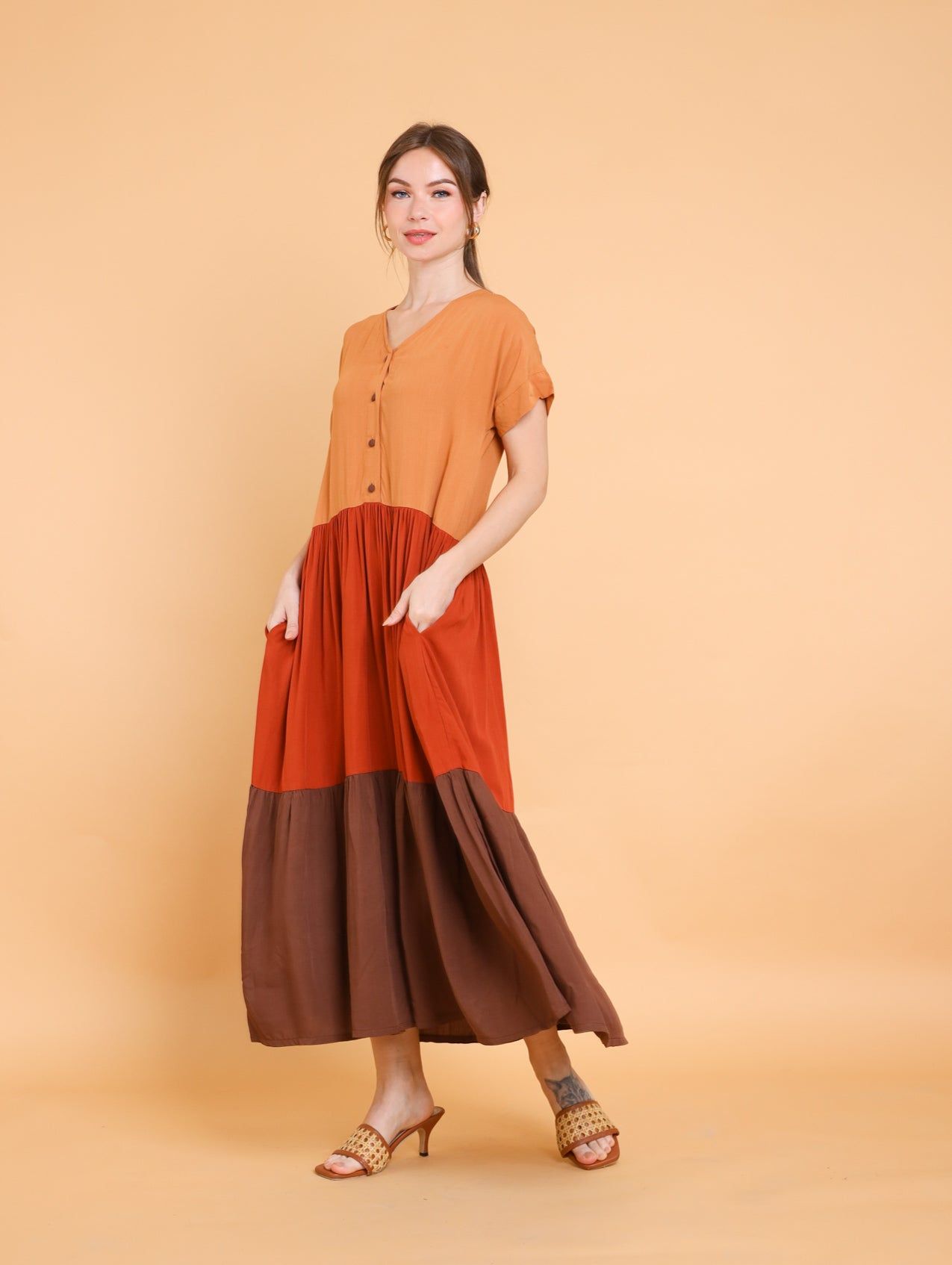 GET SPOTTED SHOP STOCKS Brown Collection: Sharmila Dress