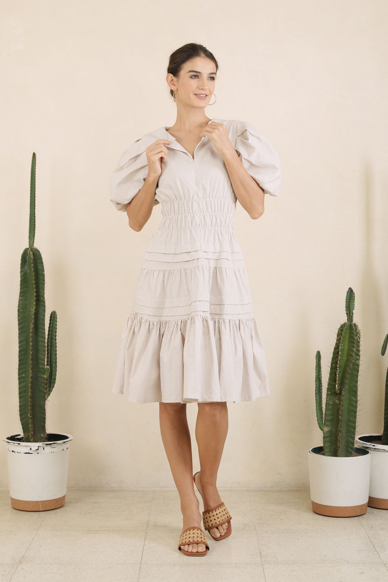 GET SPOTTED SHOP STOCKS GS Holiday: Kristoff Midi Dress in Plain Woven Holiday Green