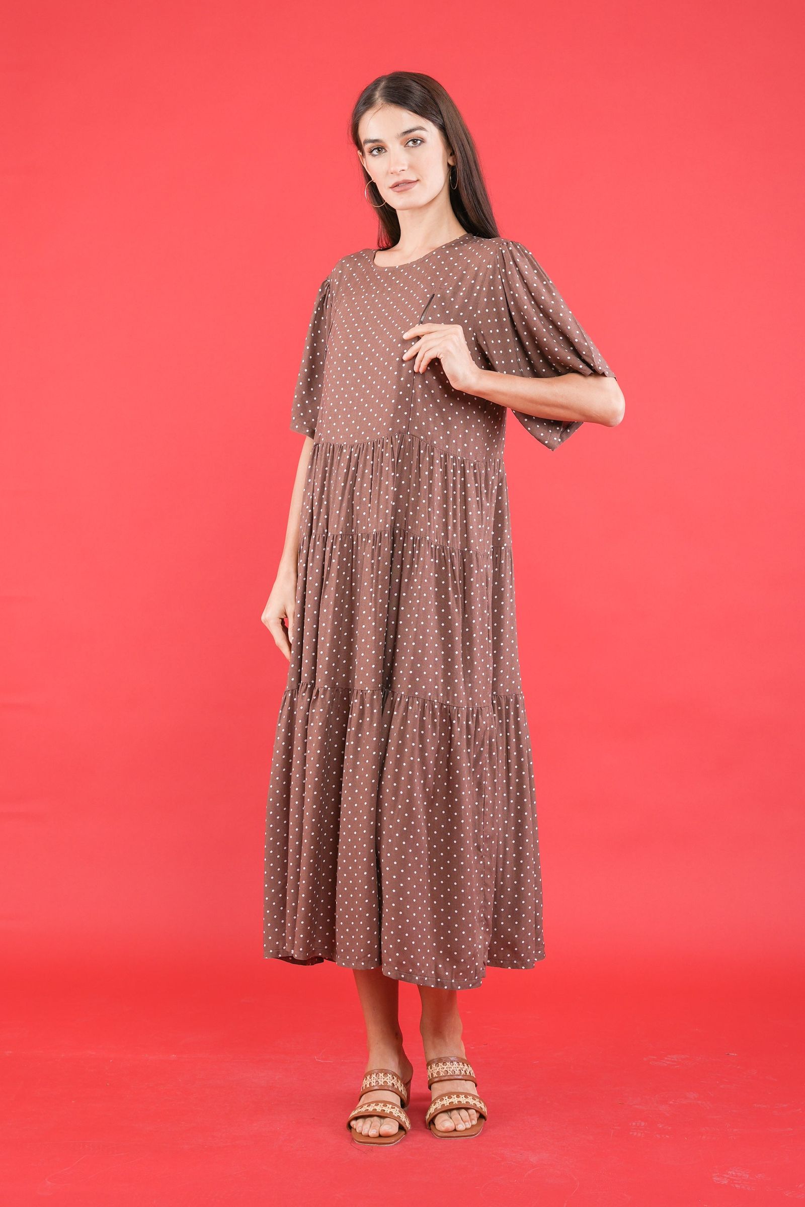 GET SPOTTED SHOP STOCKS GS Polka 2: Renee Tiered Maxi Dress