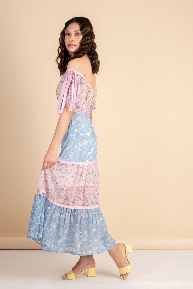 Alea Printed Floral Dress Pink/Blue