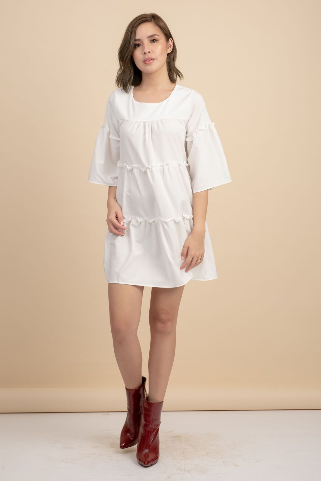 Weslynn White Babydoll Dress