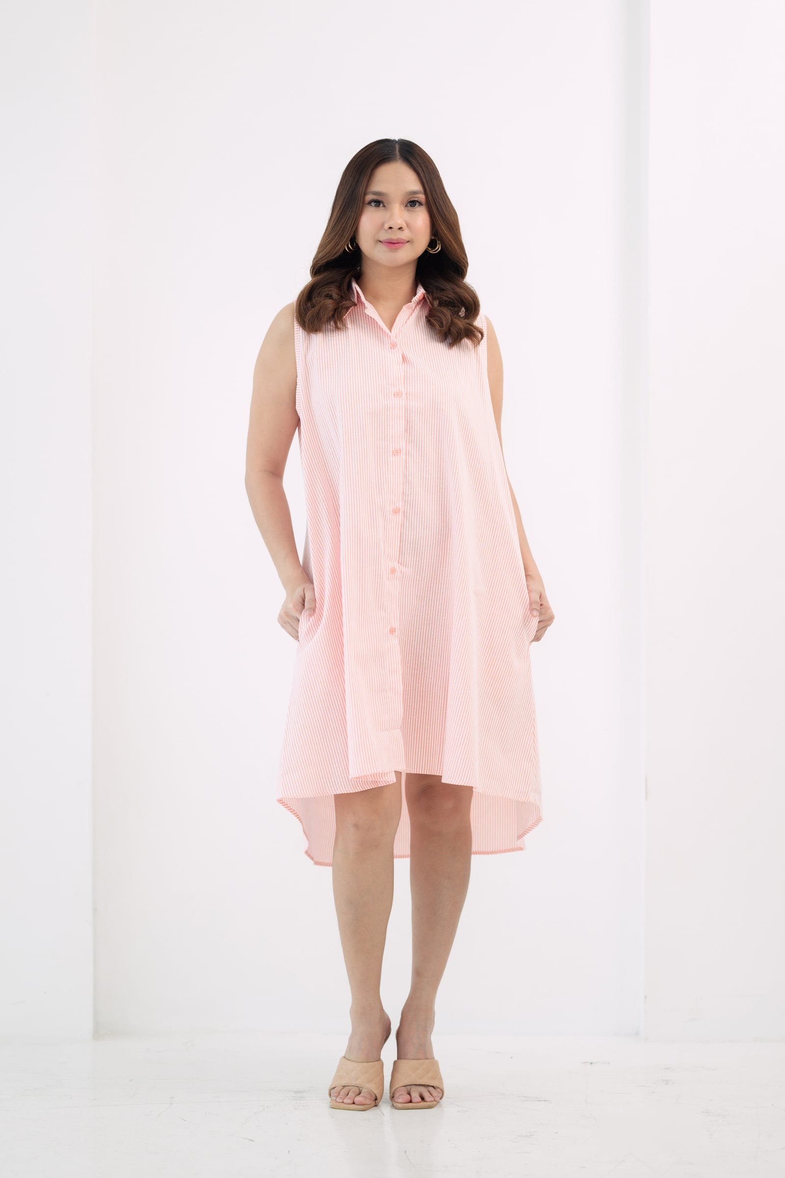 GS The Classics: Lyn Buttondown Pinstripes Sleeveless Dress