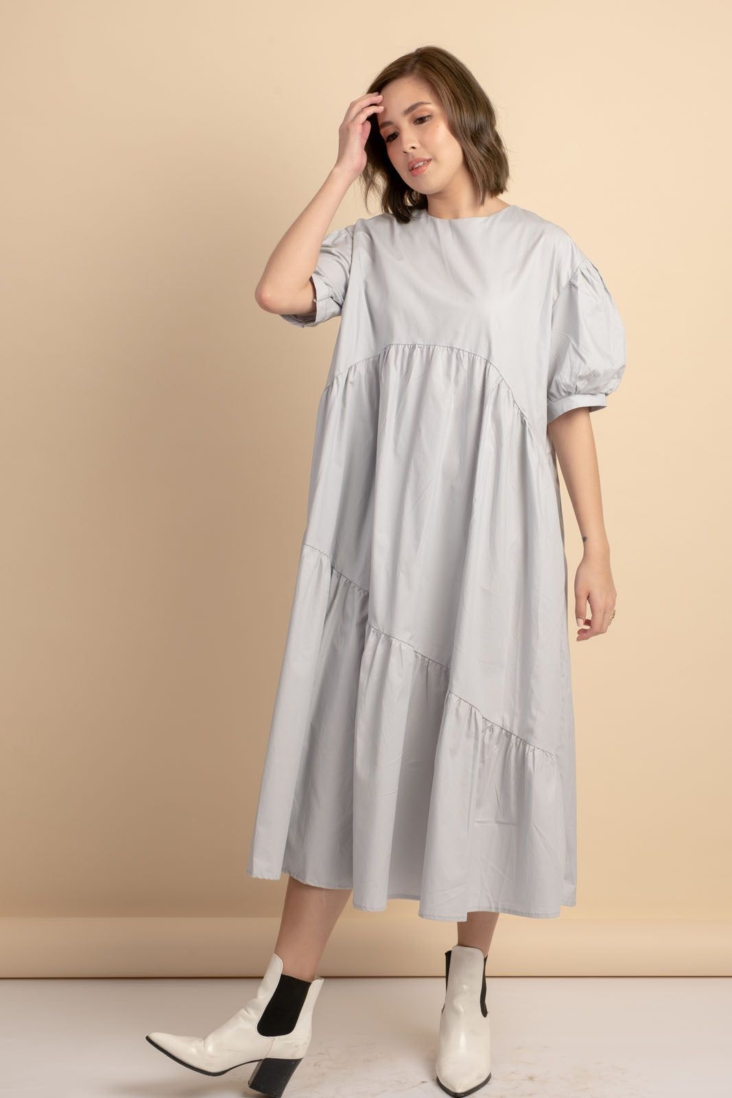 Arianne Grey Poplin Dress