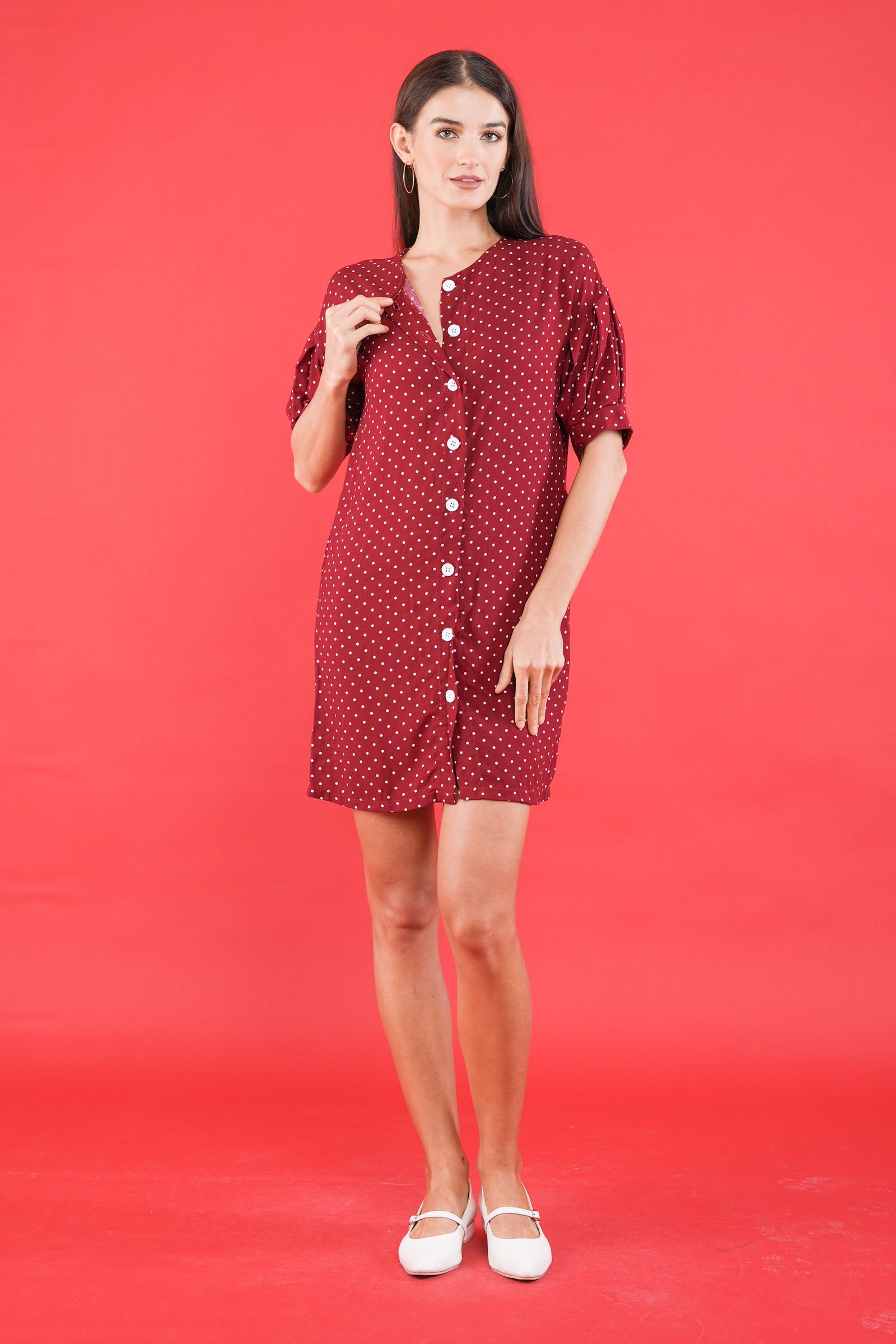 GET SPOTTED SHOP STOCKS GS Polka 2: Milka Buttondown Shift Dress