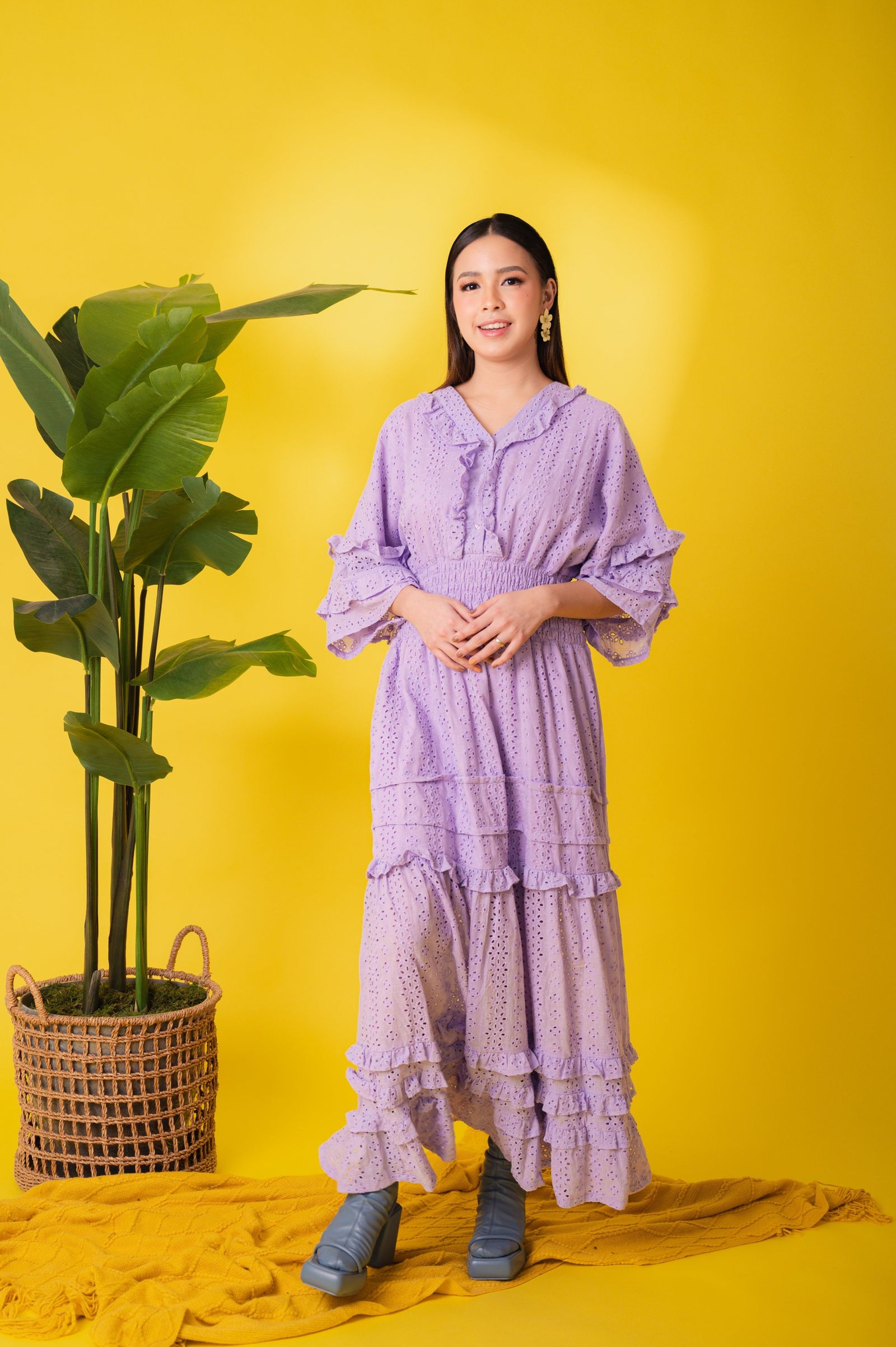 GET SPOTTED SHOP STOCKS Jenny Eyelet 4: Marites Premium Eyelet Smocked-waist Dress