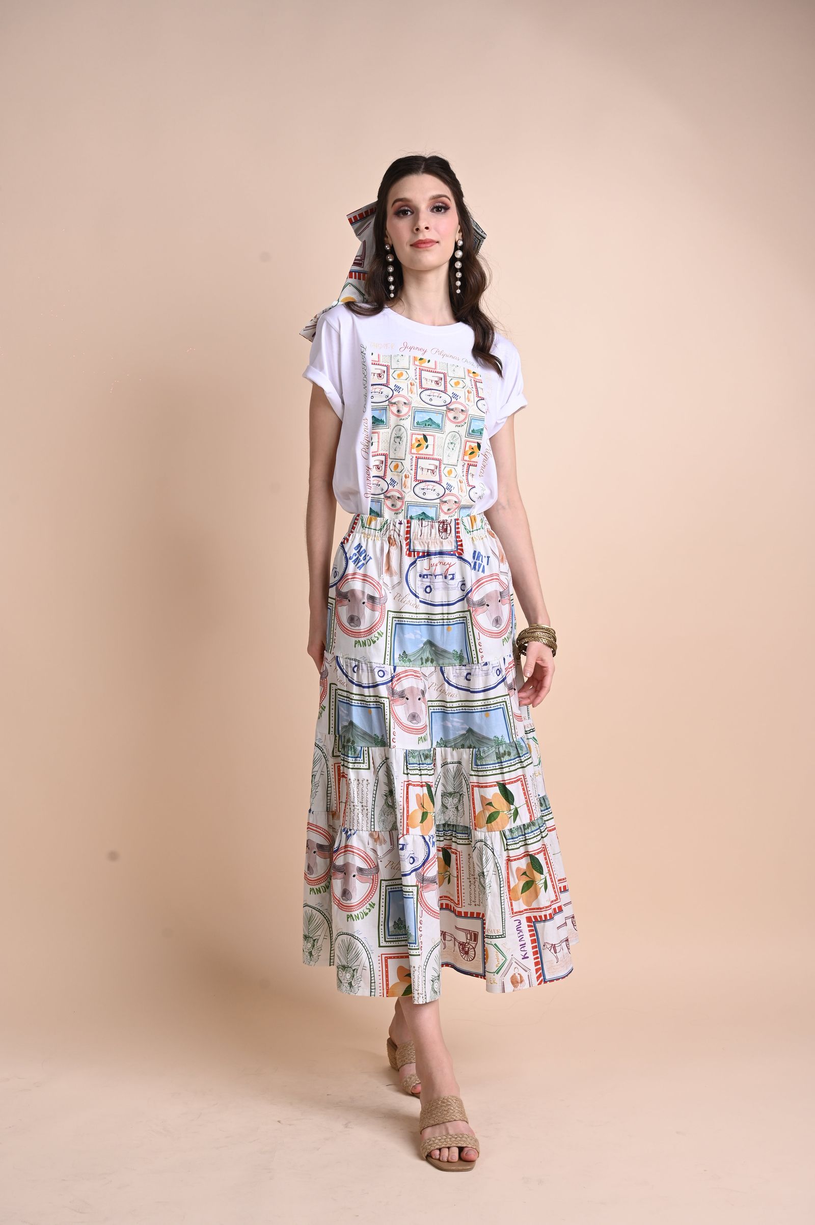 Jenny Print Series 2: Pamana Postmarks - Texana A-line Maxi Skirt